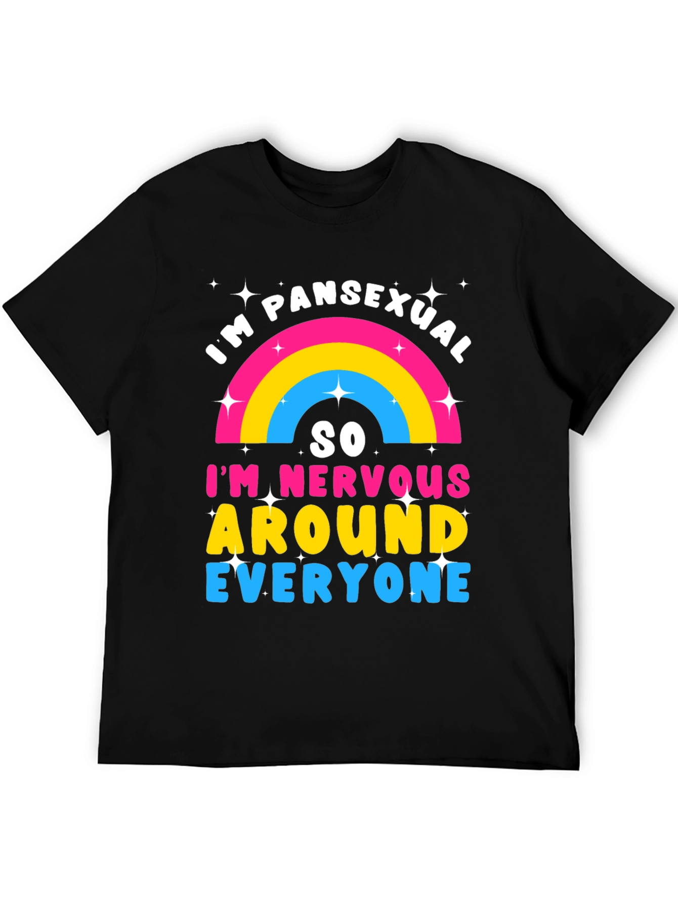 Black Pansexual Pride T-Shirt - Nervous Around Everyone! view 5