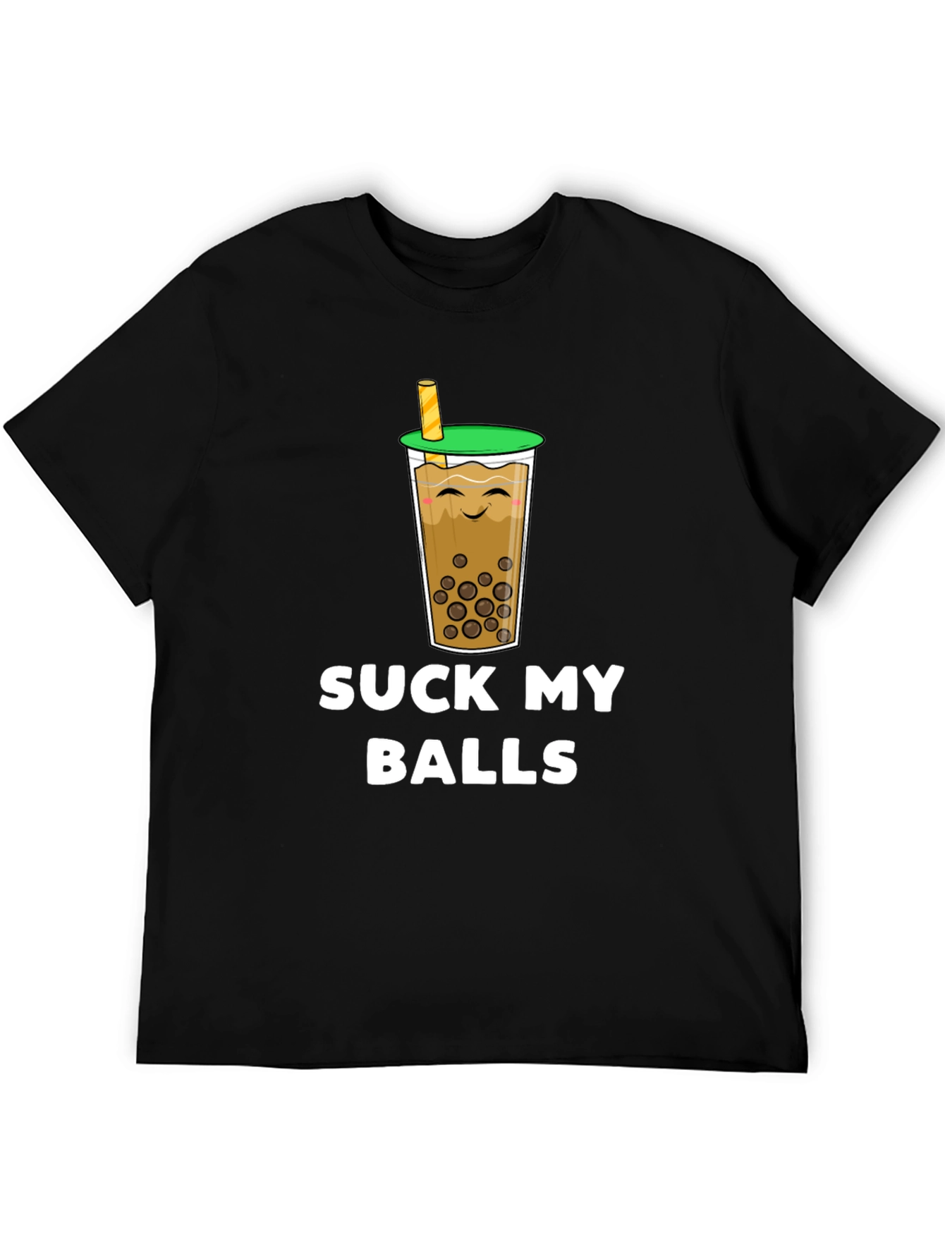 Black Suck My Balls Boba Tea Graphic T-Shirt view 5