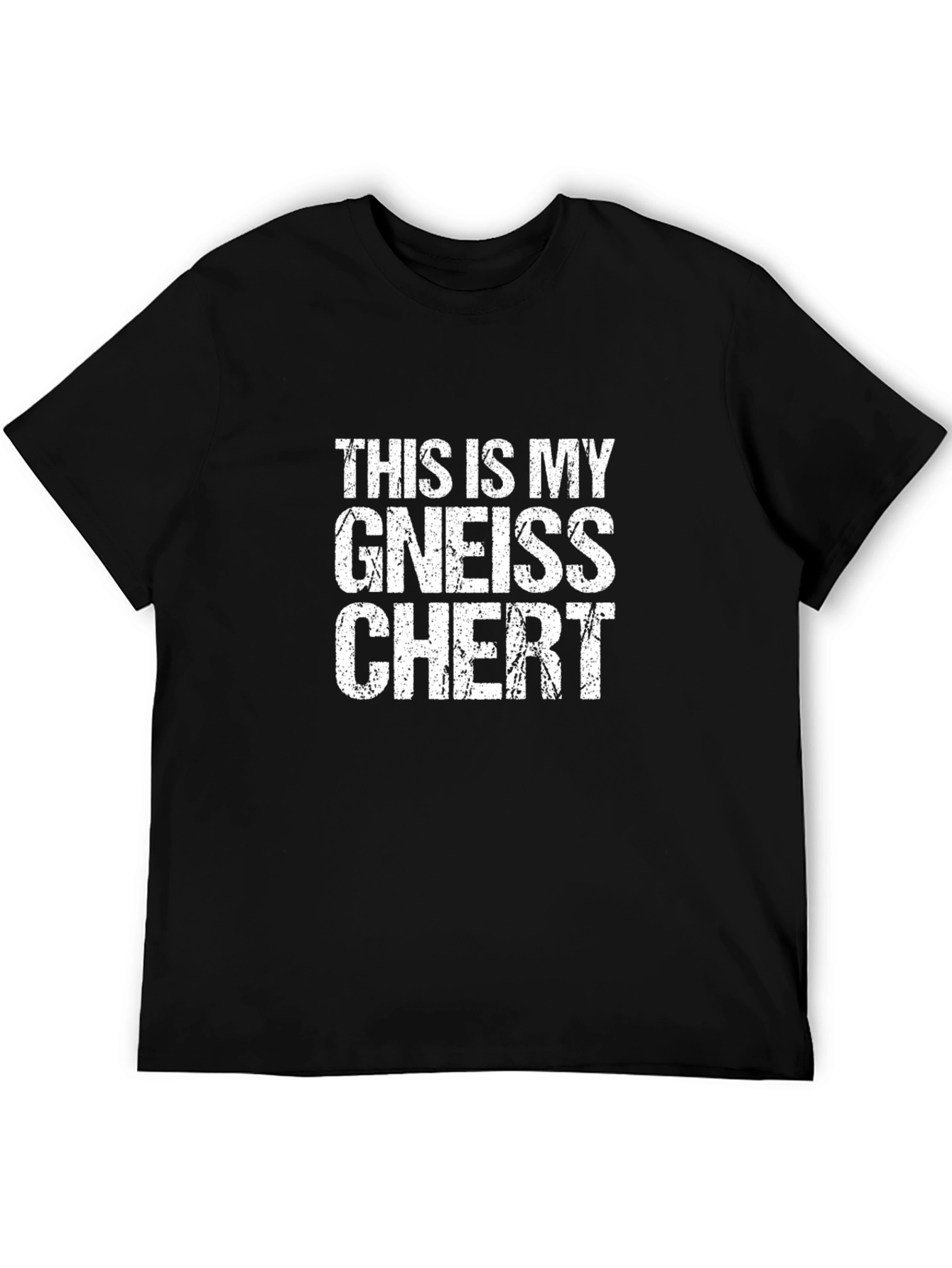 Black Geology Humor T-Shirt - This Is My Gneiss Chert view 5