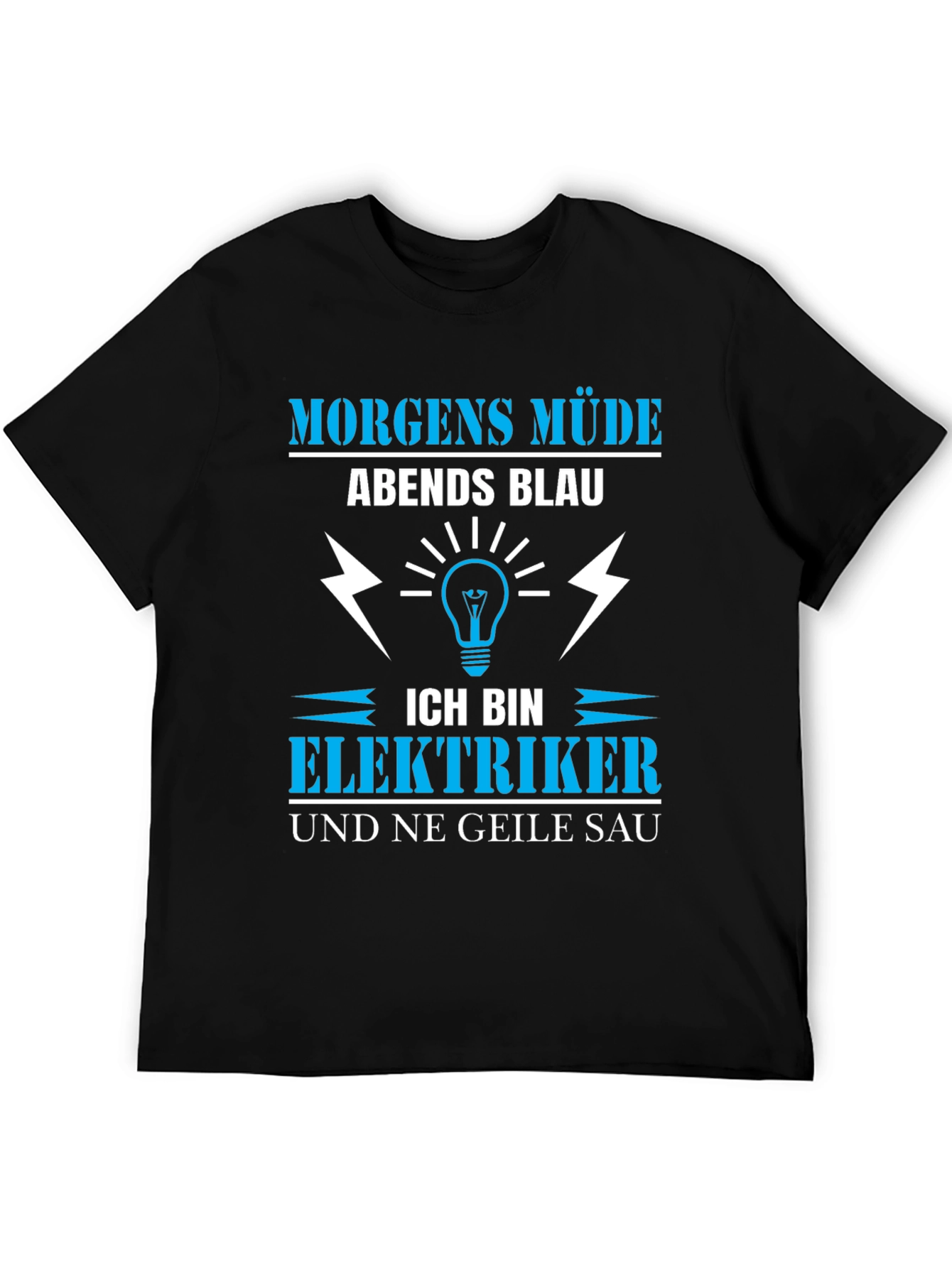 Black Electrician T-Shirt: Funny German Slogan view 5