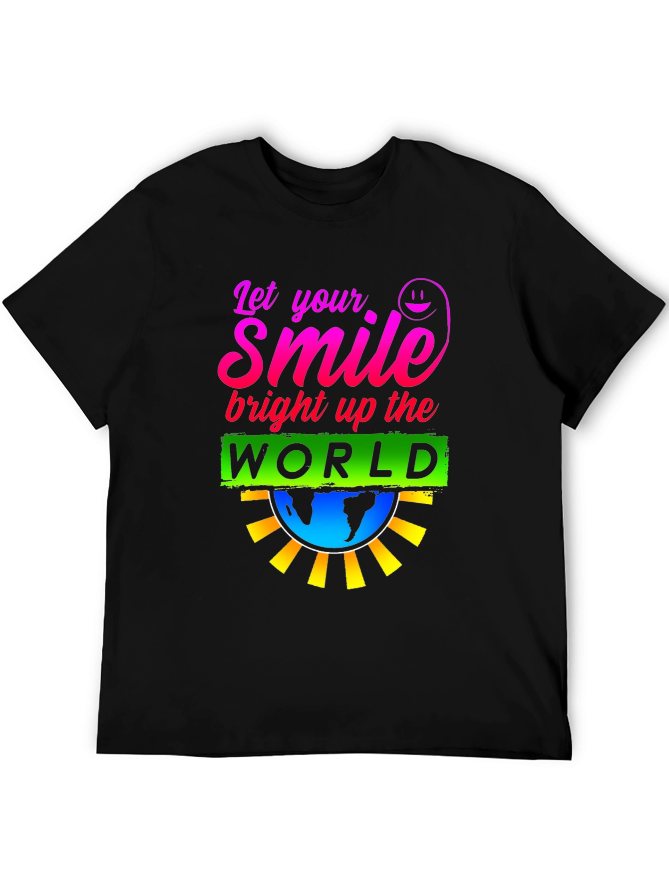 Black Smile World Graphic T-Shirt - Brighten Your Day view 5