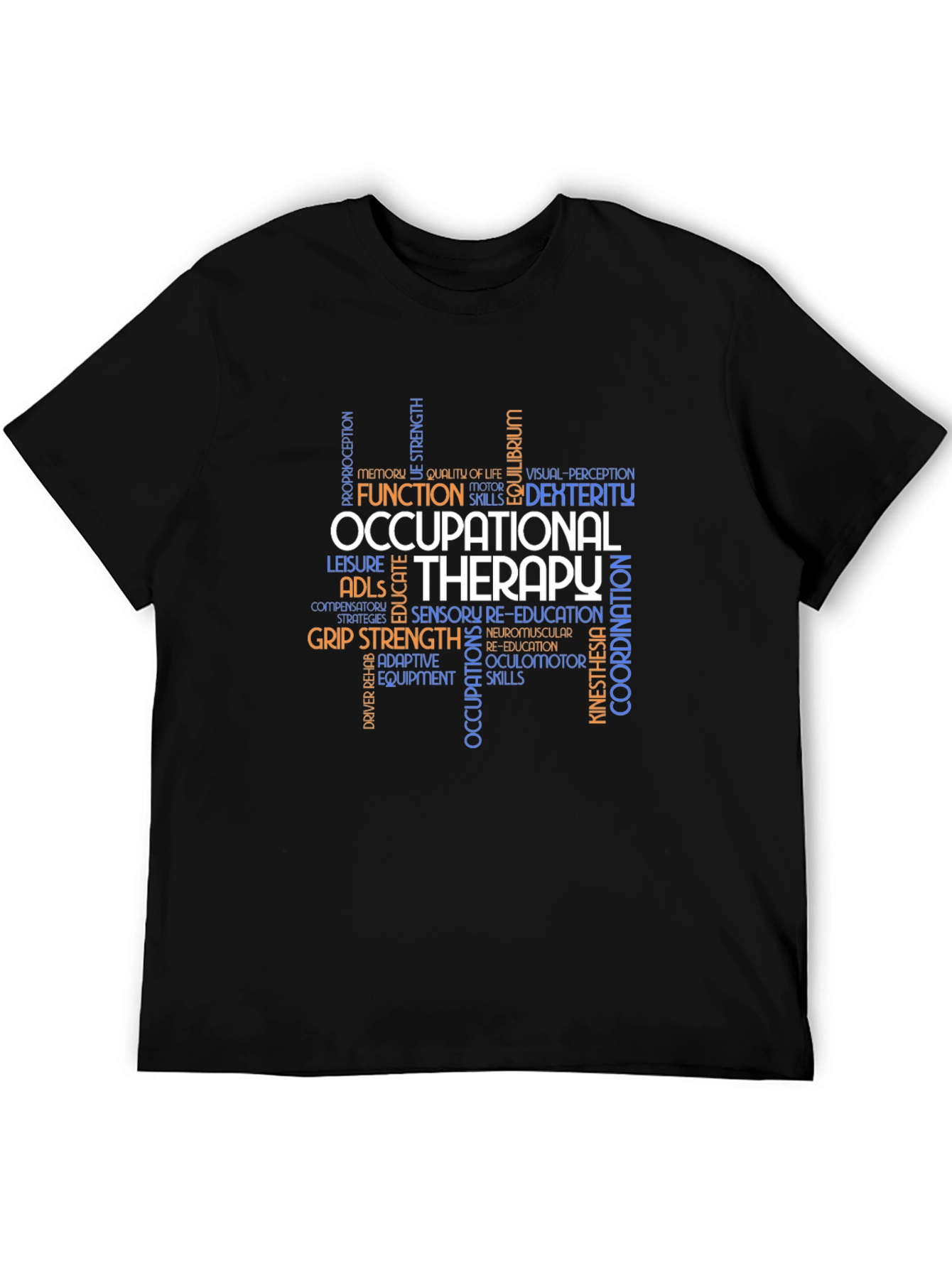 Black Occupational Therapy Word Art T-Shirt view 5