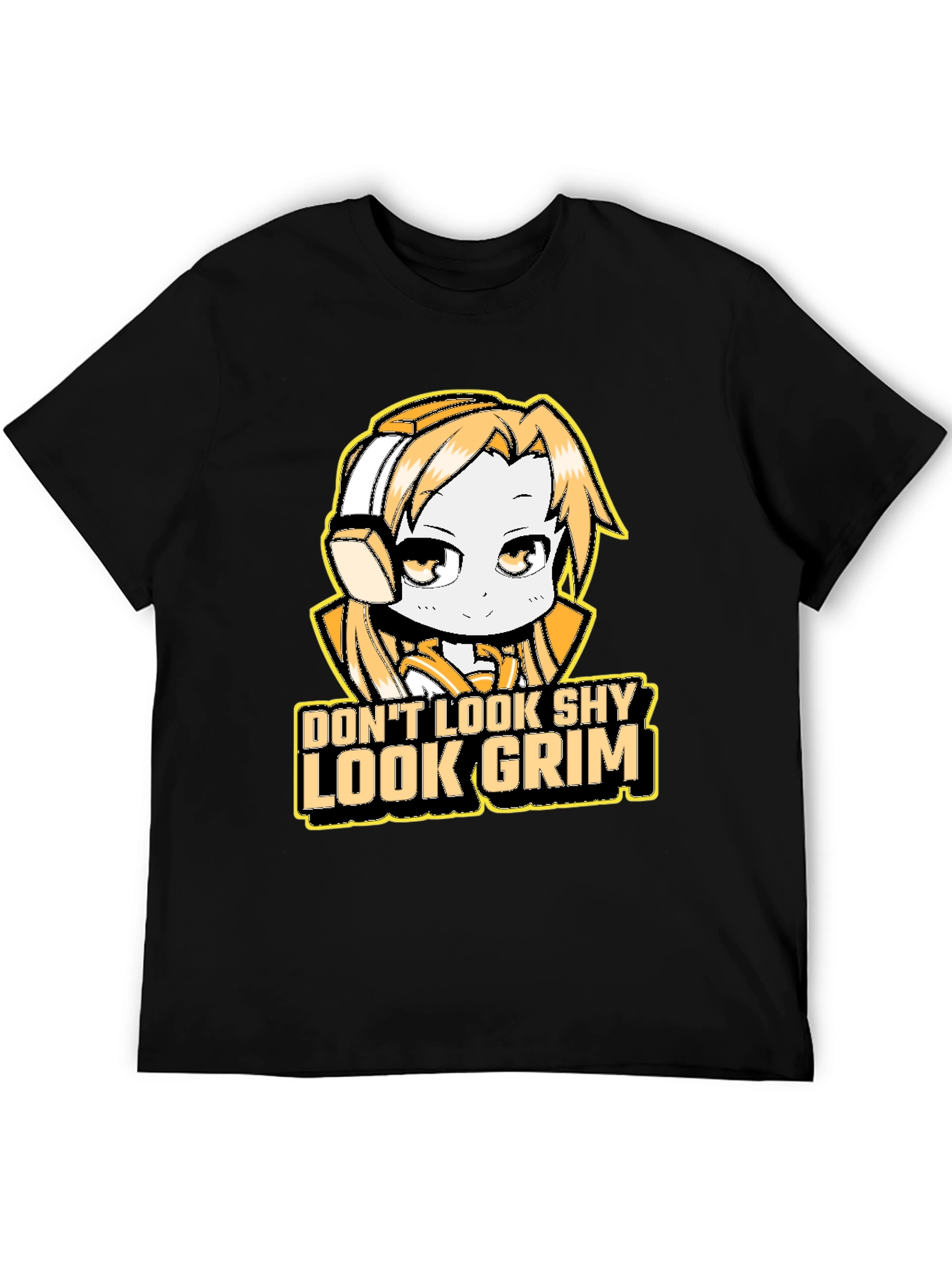 Black Don't Look Shy Look Grim Graphic T-Shirt view 5