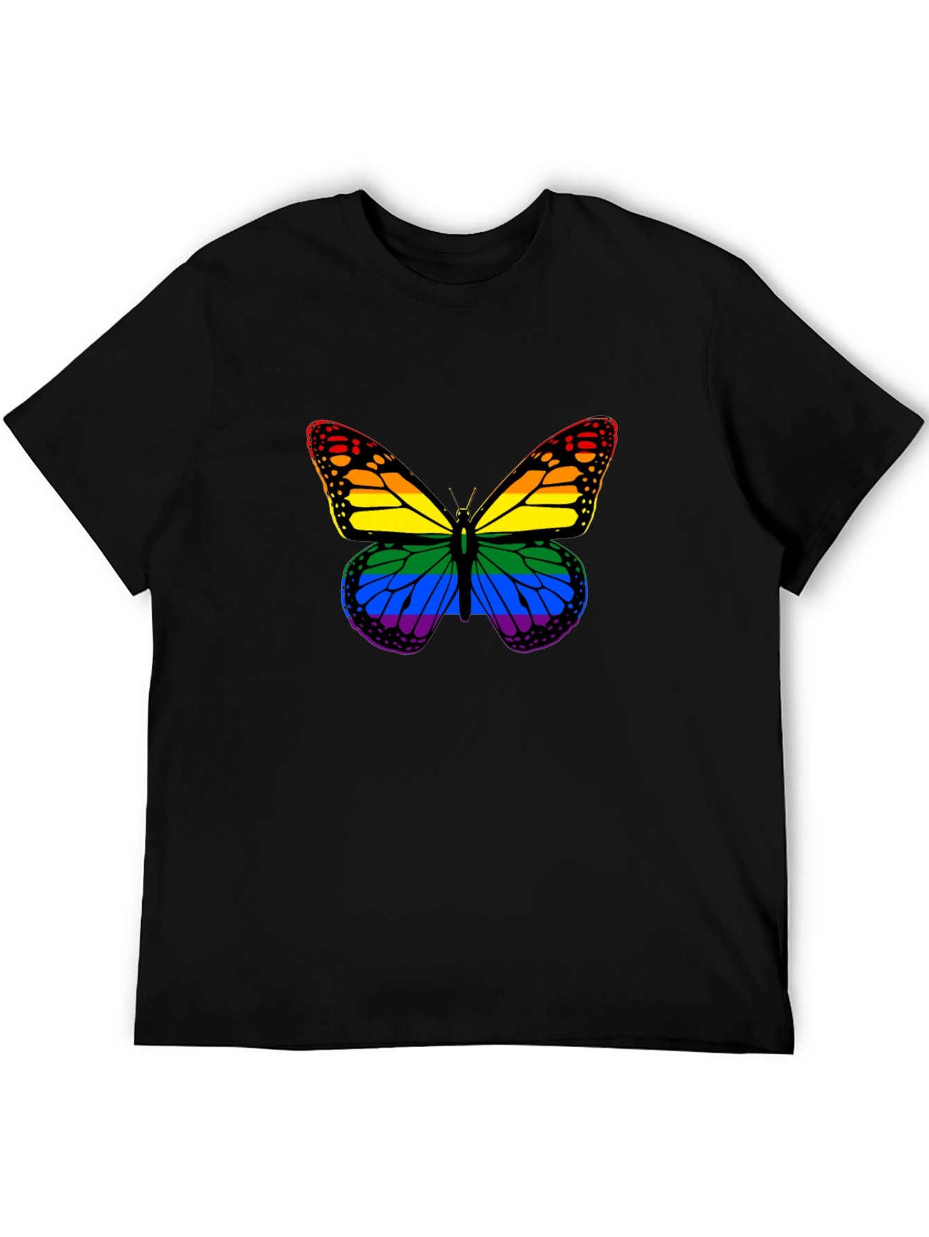 Black Rainbow Butterfly Graphic T-Shirt view 5