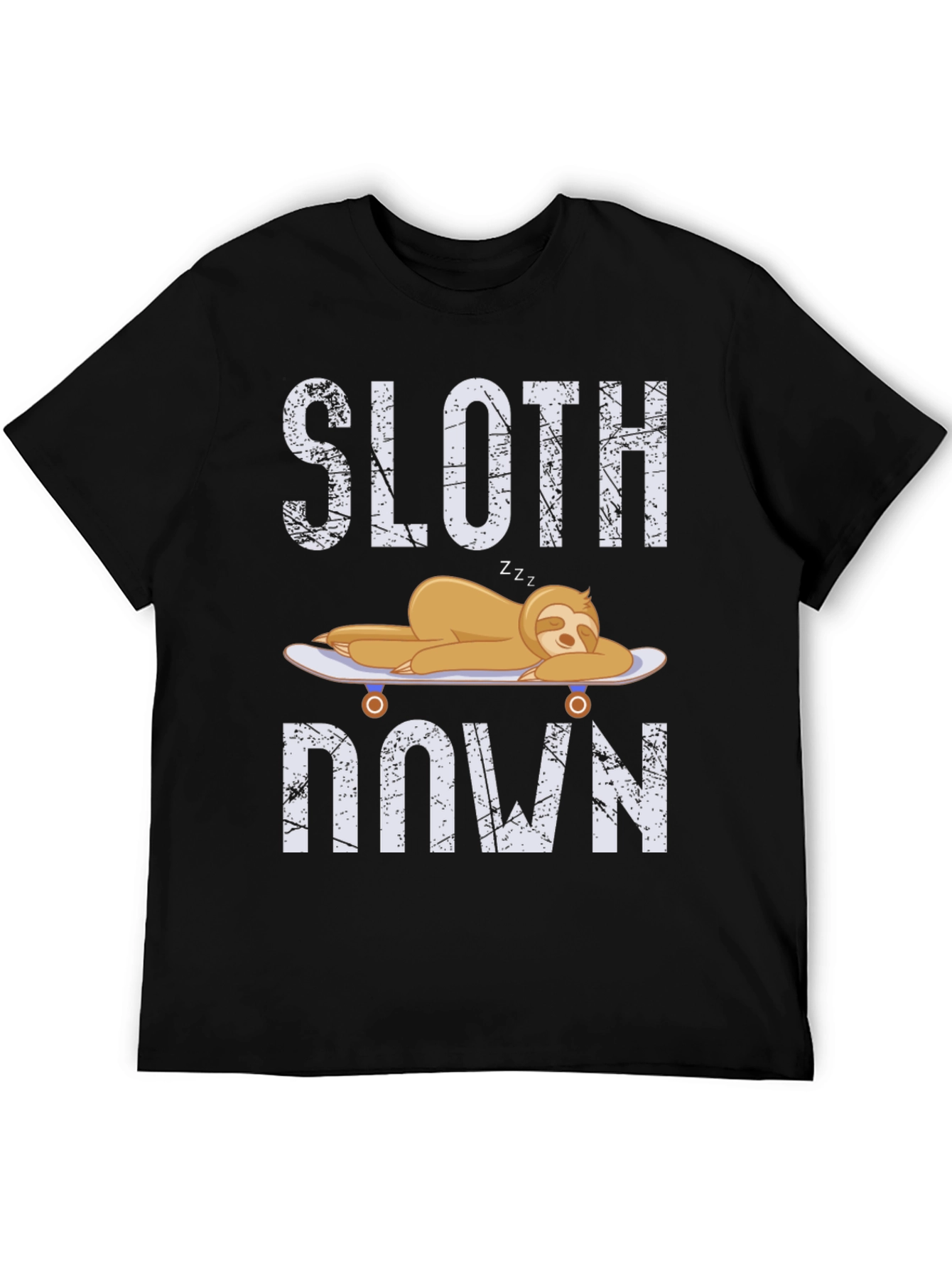 Black Sloth Down T-Shirt - Relaxed Lazy Graphic Tee view 5