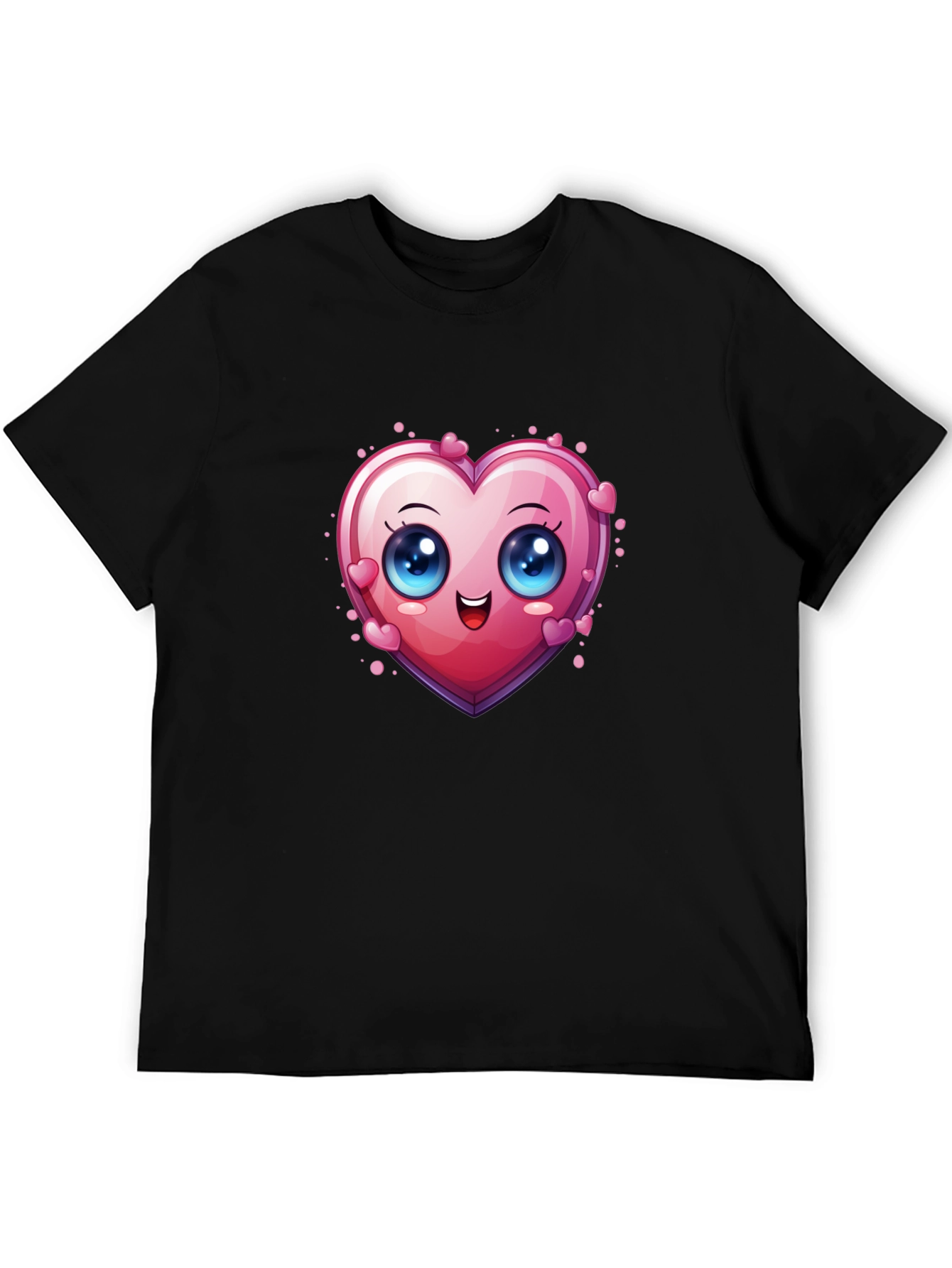 Black Cute Cartoon Heart Graphic T-Shirt view 5