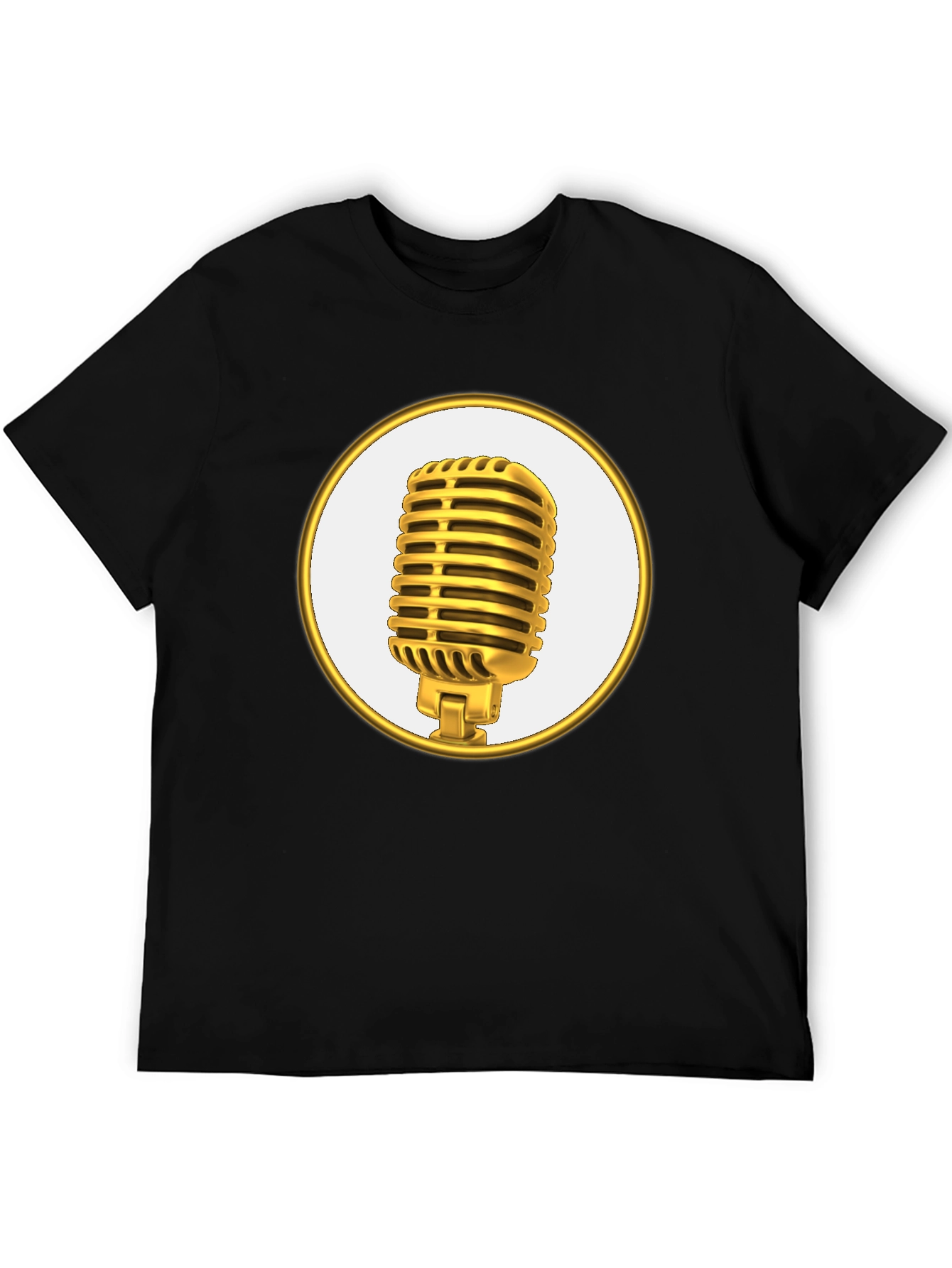 Black Retro Microphone Graphic Tee - Black Cotton Blend Shirt view 5