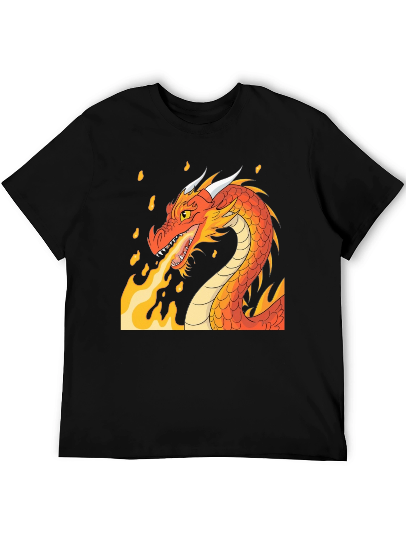 Black Fiery Dragon Graphic T-Shirt view 5