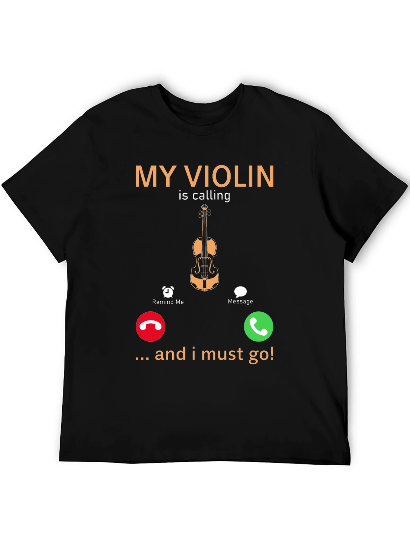 Black My Violin Is Calling Funny Music T-Shirt view 5