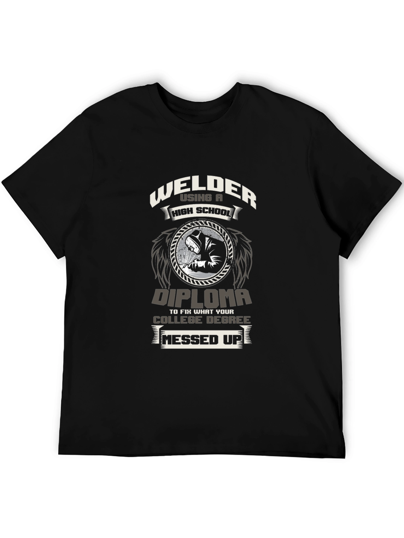 Black Welder High School Diploma T-Shirt view 5