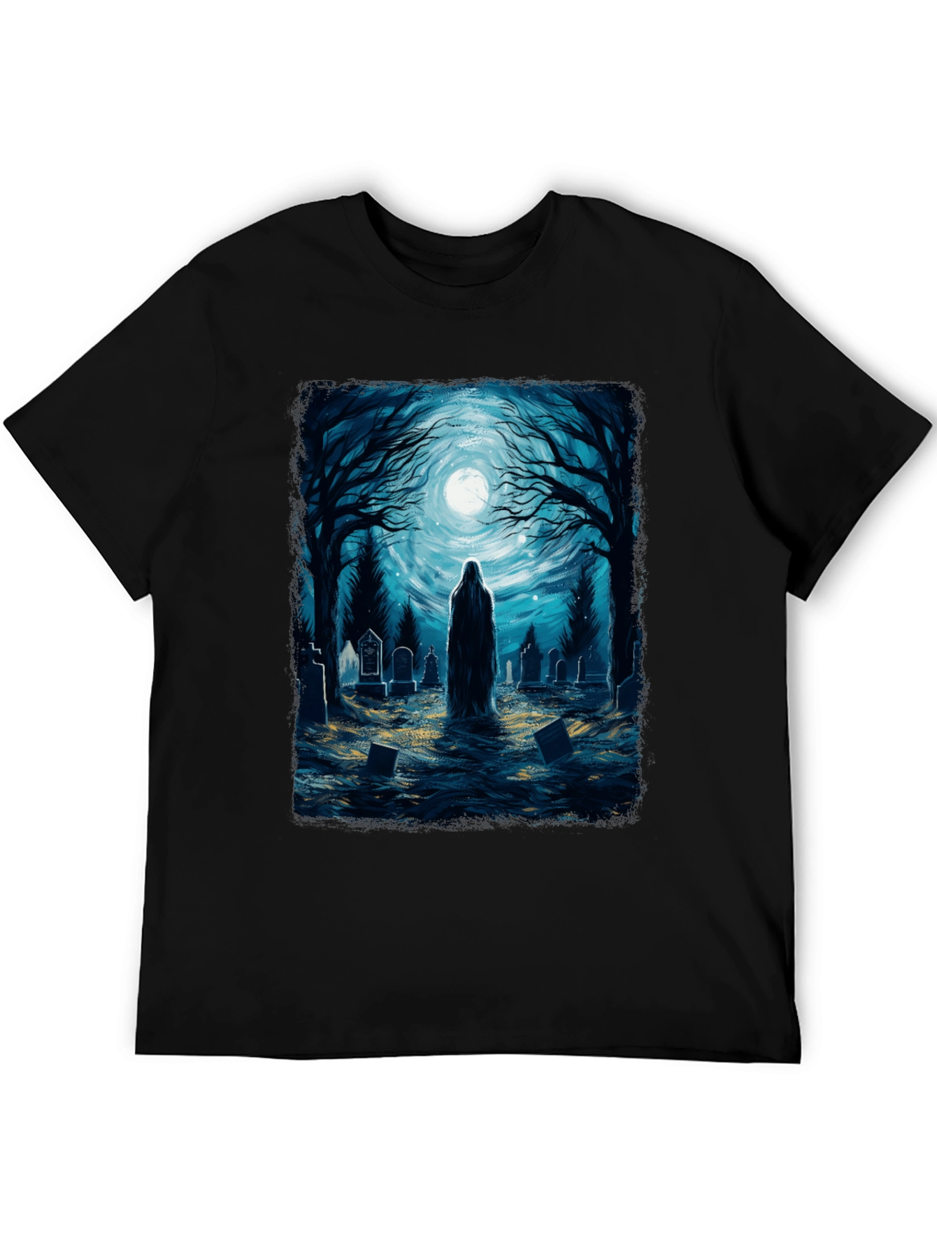 Black Ghostly Graveyard Tee - Spooky T-Shirt view 5