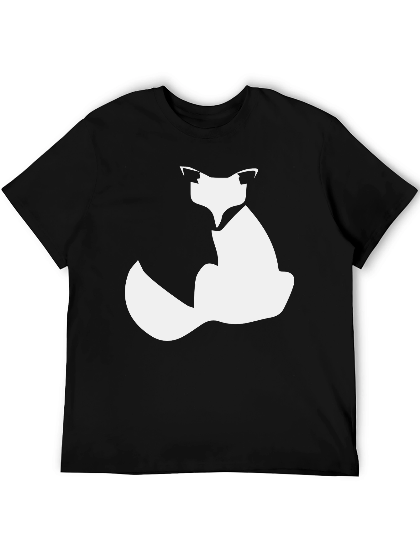 Black Fox Silhouette Graphic Tee - Black Cotton Blend view 5