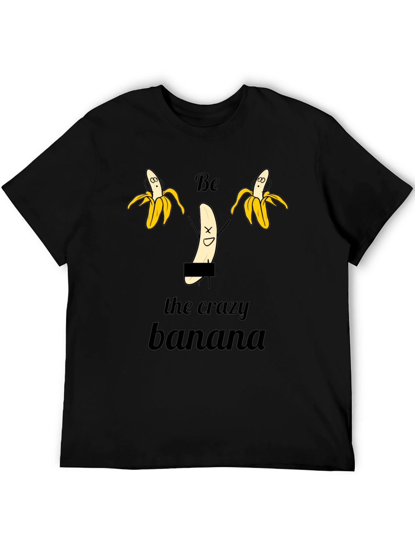 Black Crazy Banana Graphic T-Shirt - Unisex Black Tee view 5