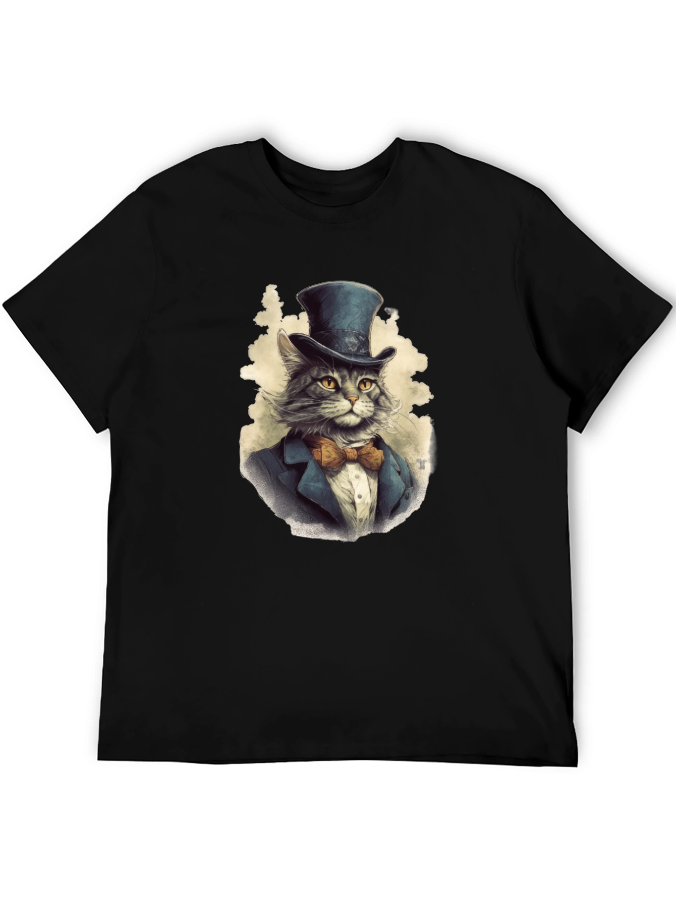 Black Dapper Cat Top Hat T-Shirt view 5