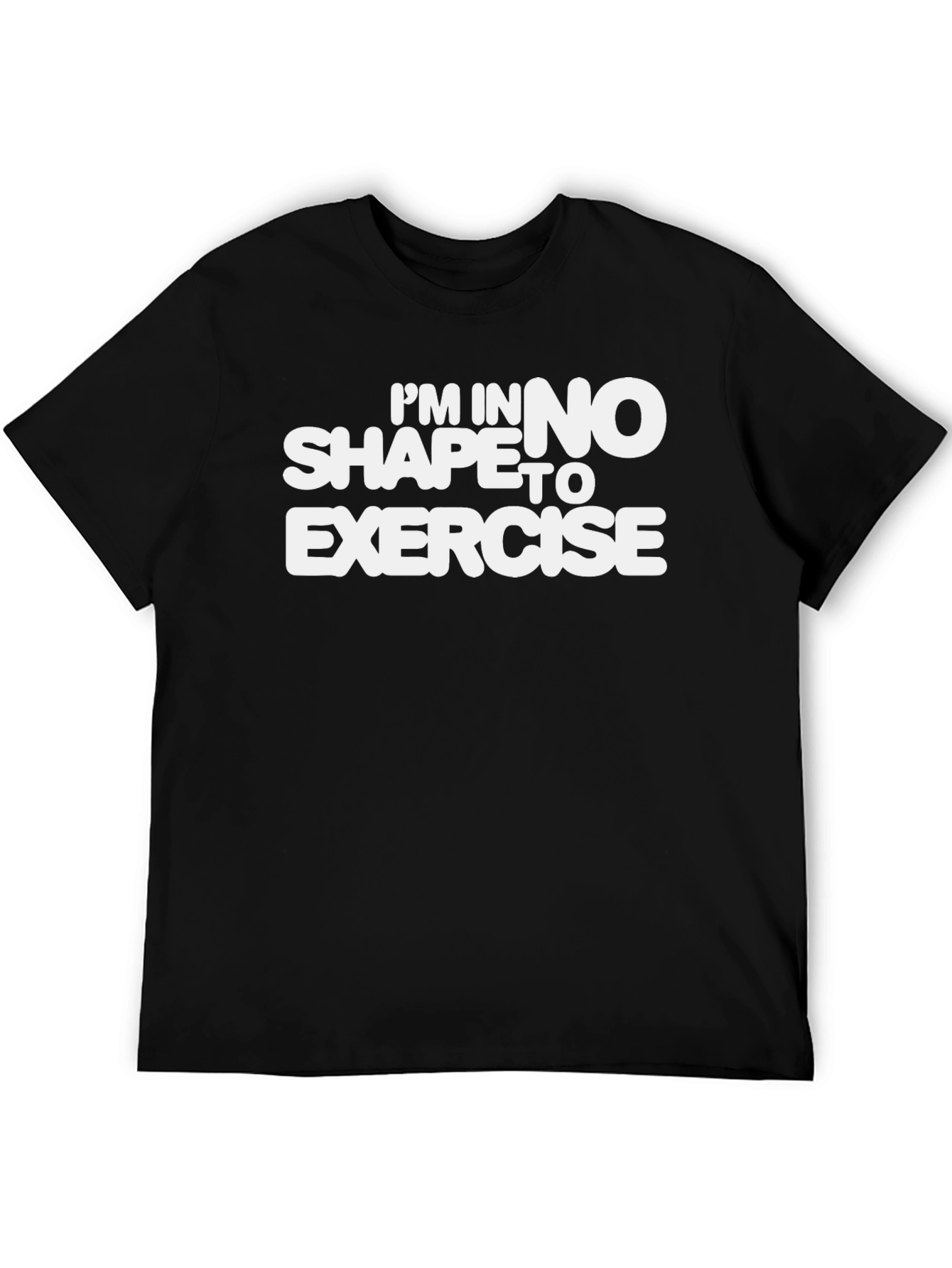 Black Funny 'No Shape To Exercise' Black T-Shirt view 5