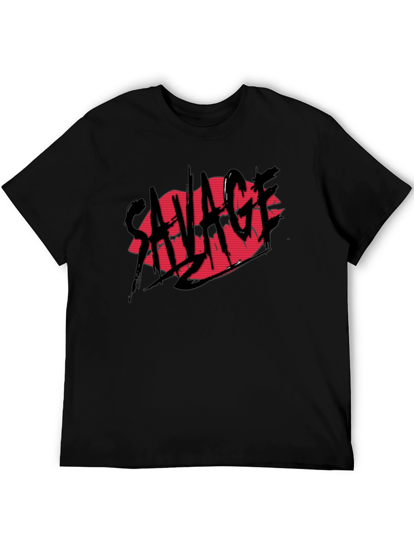 Black Savage Lips Graphic Black T-Shirt view 5