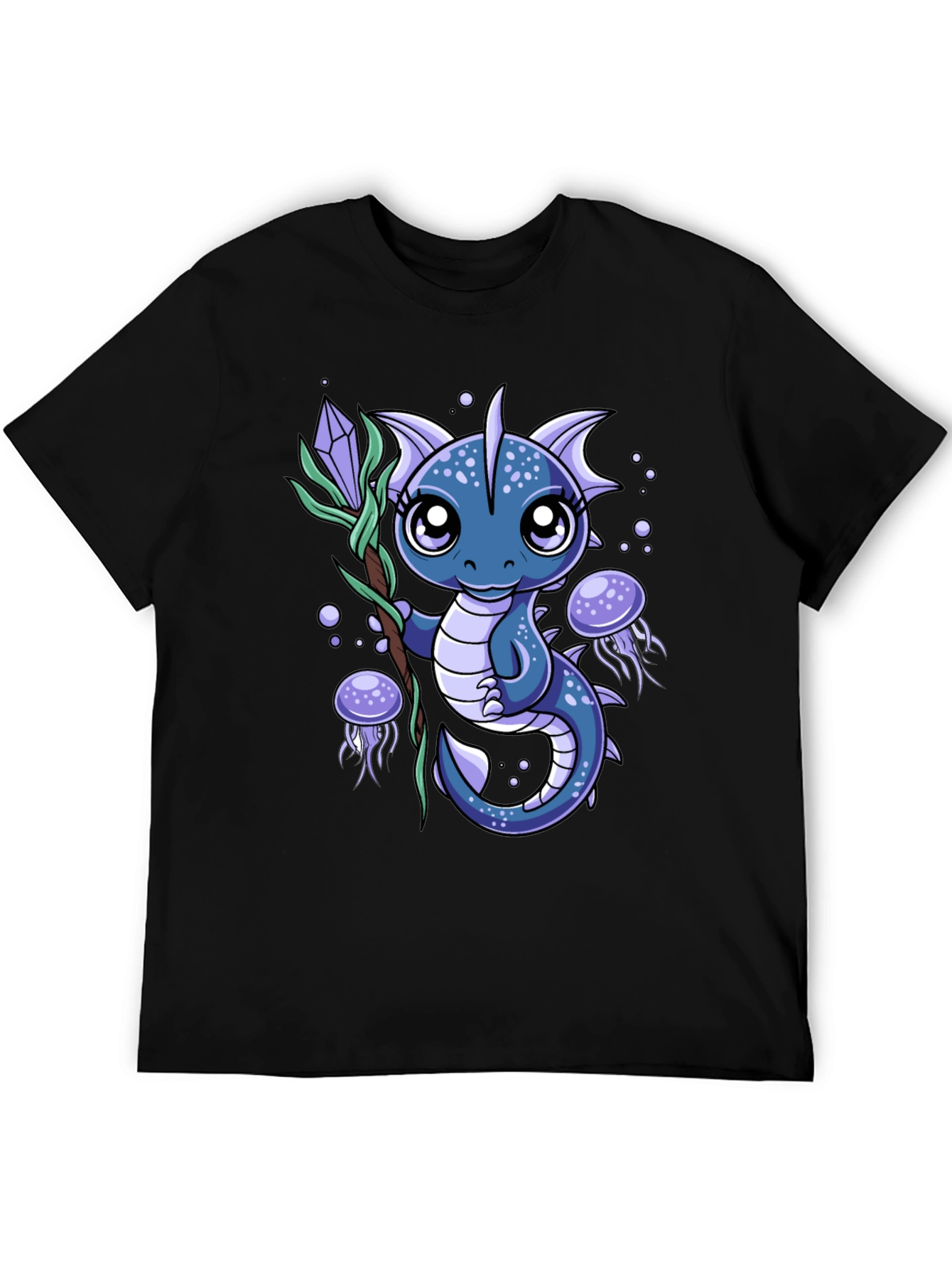 Black Cute Dragon Graphic Tee - Fantasy Creature Shirt view 5