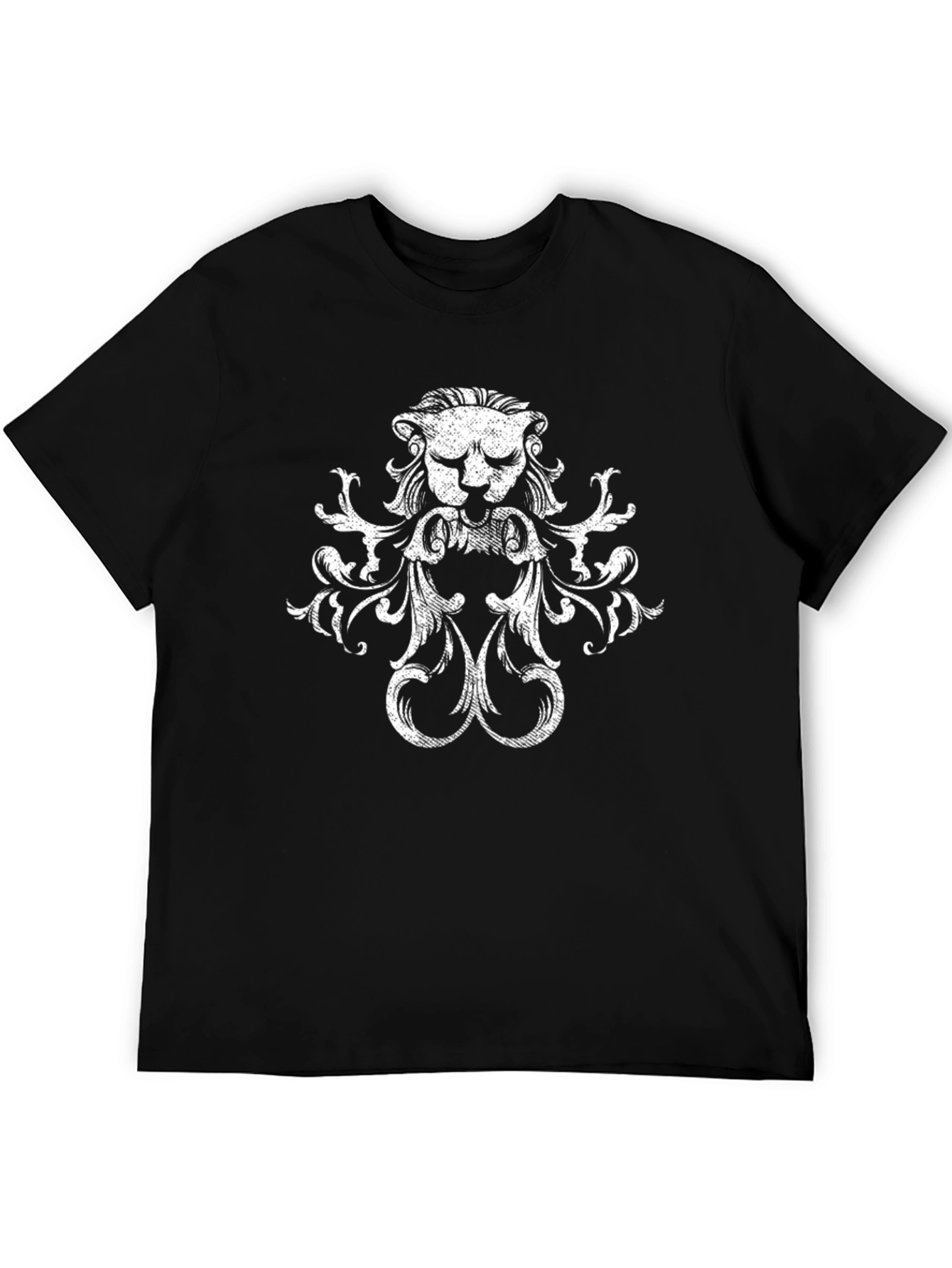 Black Lion Crest Graphic Tee - Black Cotton Blend Shirt view 5