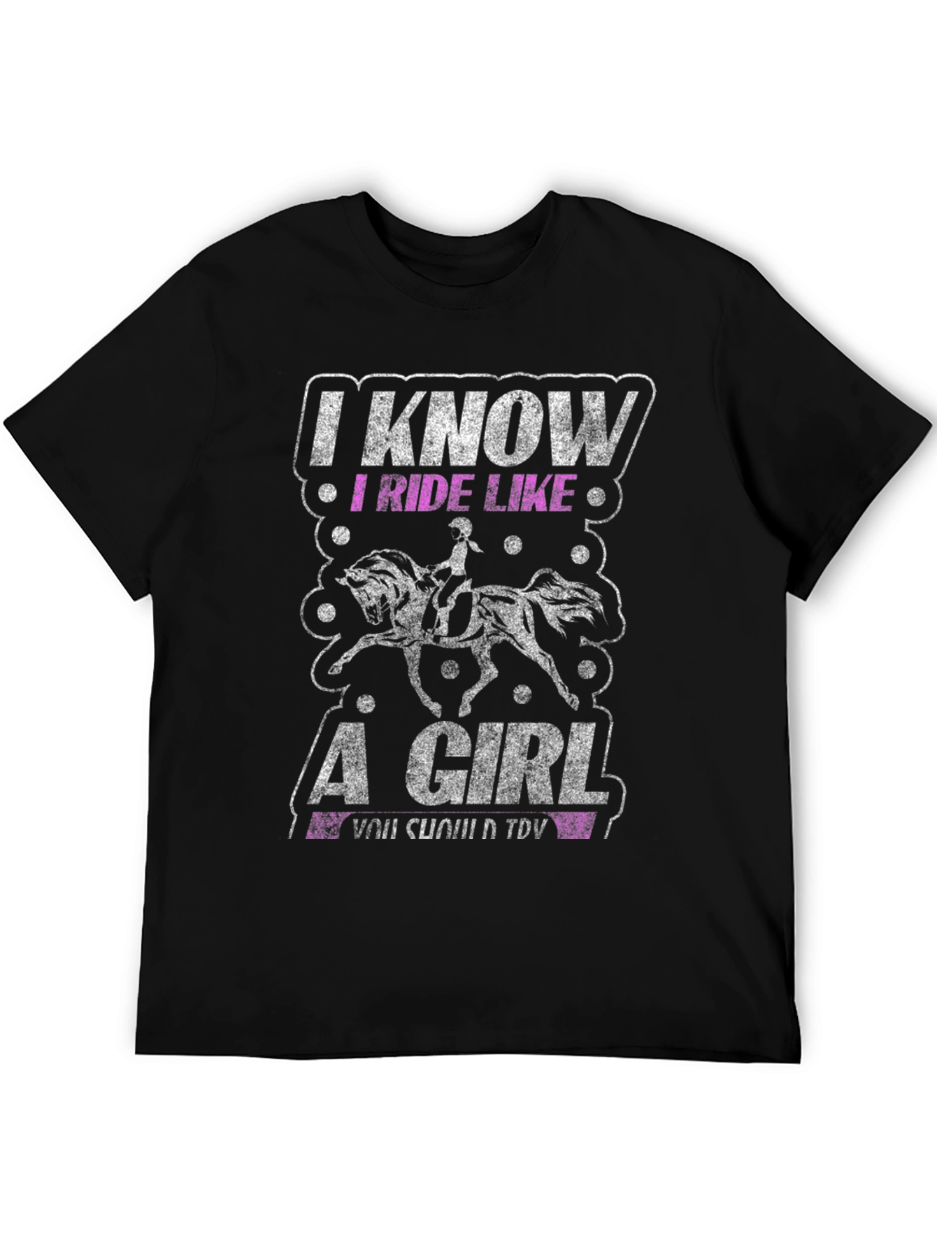 Black I Know I Ride Like a Girl T-Shirt view 5