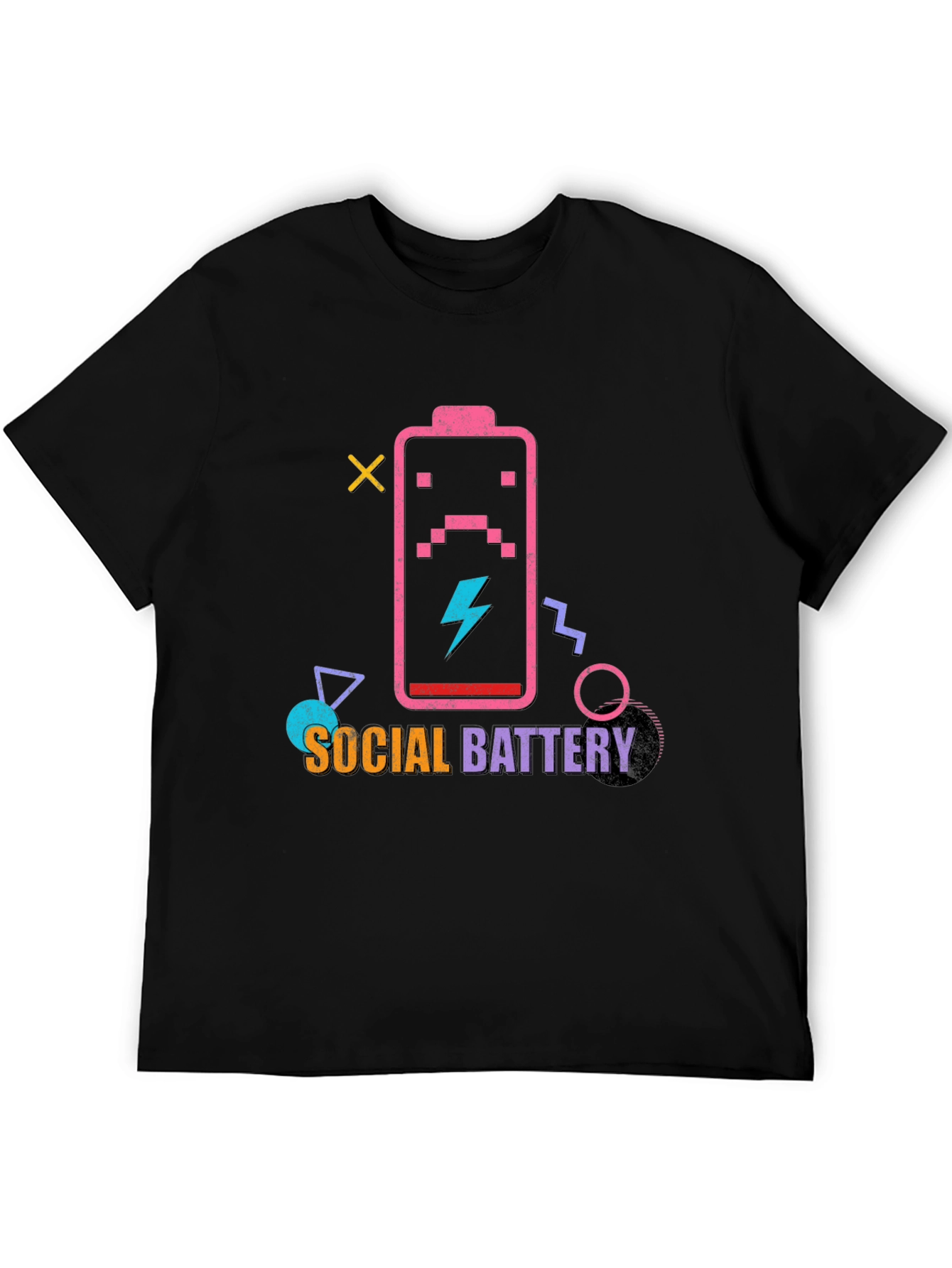 Black Social Battery Graphic T-Shirt view 5