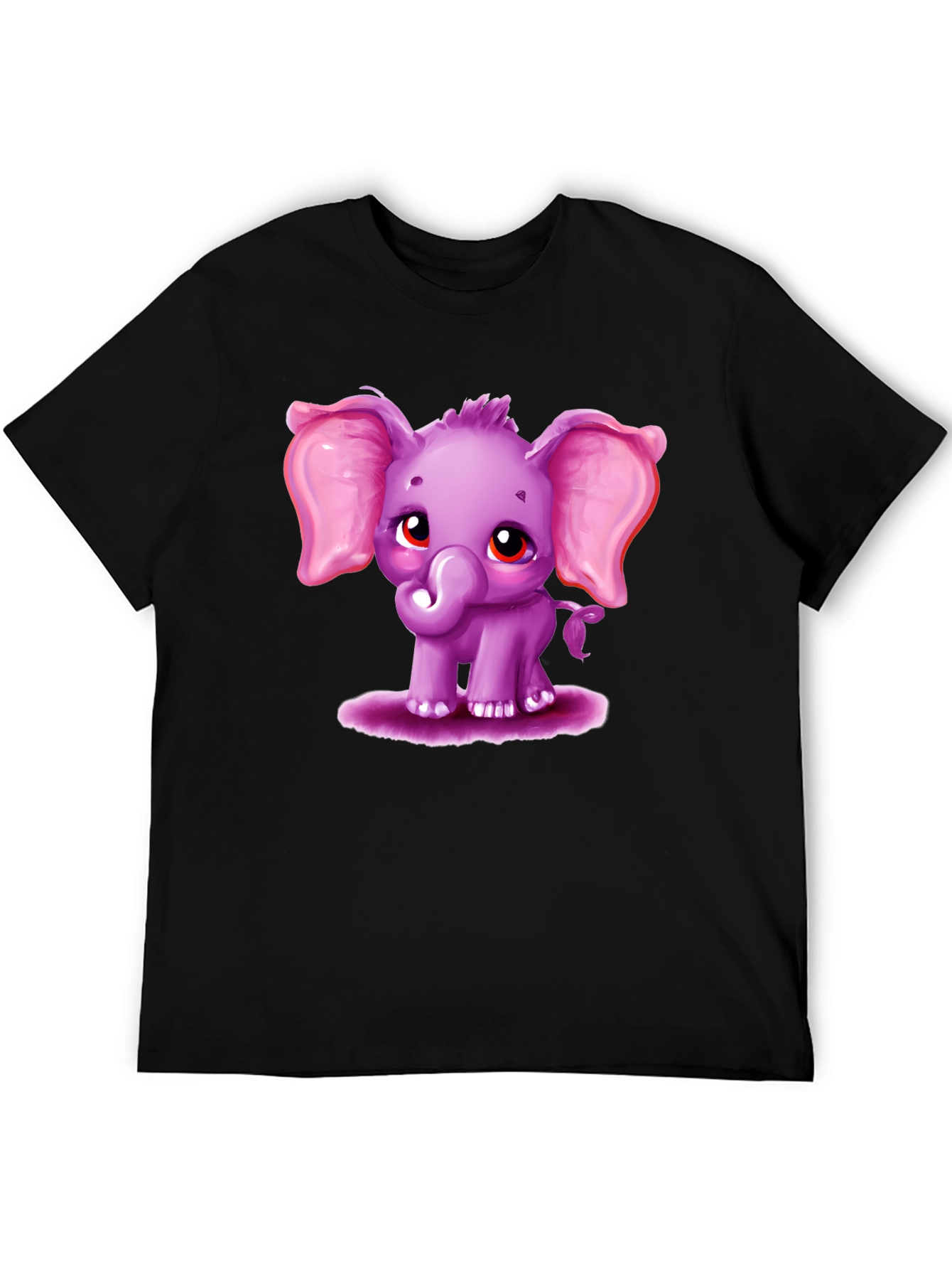 Black Cute Elephant Graphic Tee - Black Cotton Shirt view 5
