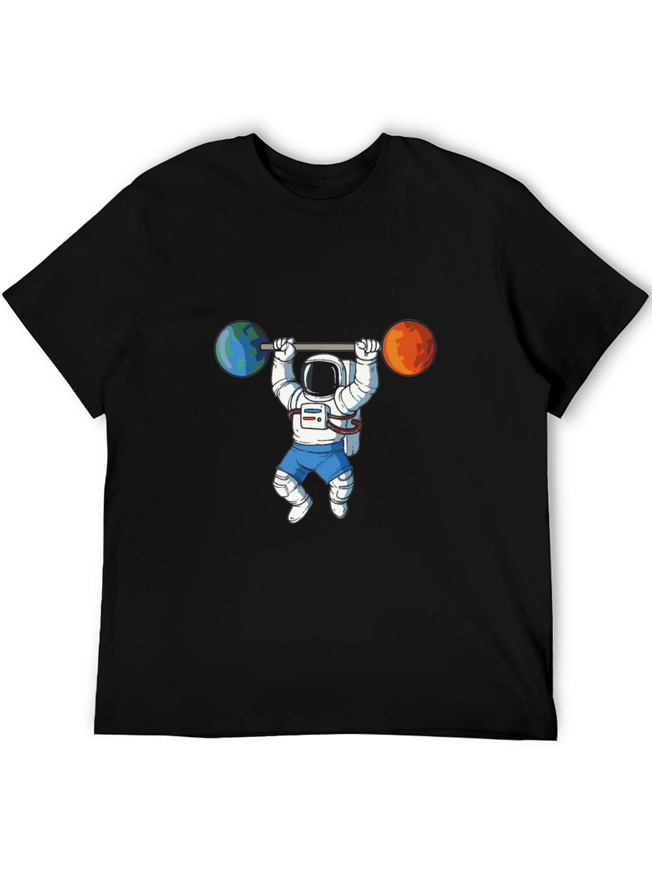 Black Astronaut Lifting Planets Graphic Tee view 5
