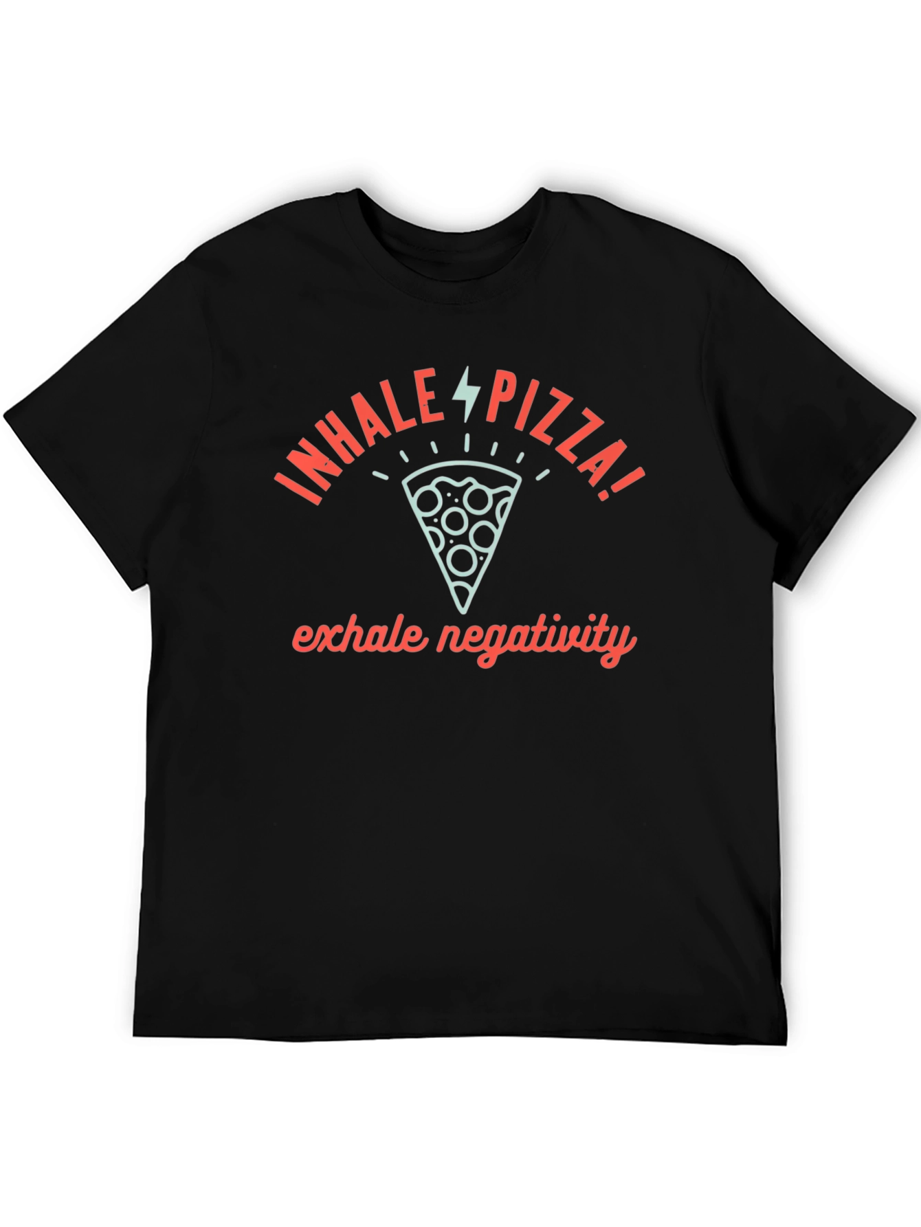 Black Inhale Pizza Exhale Negativity Graphic Tee view 5