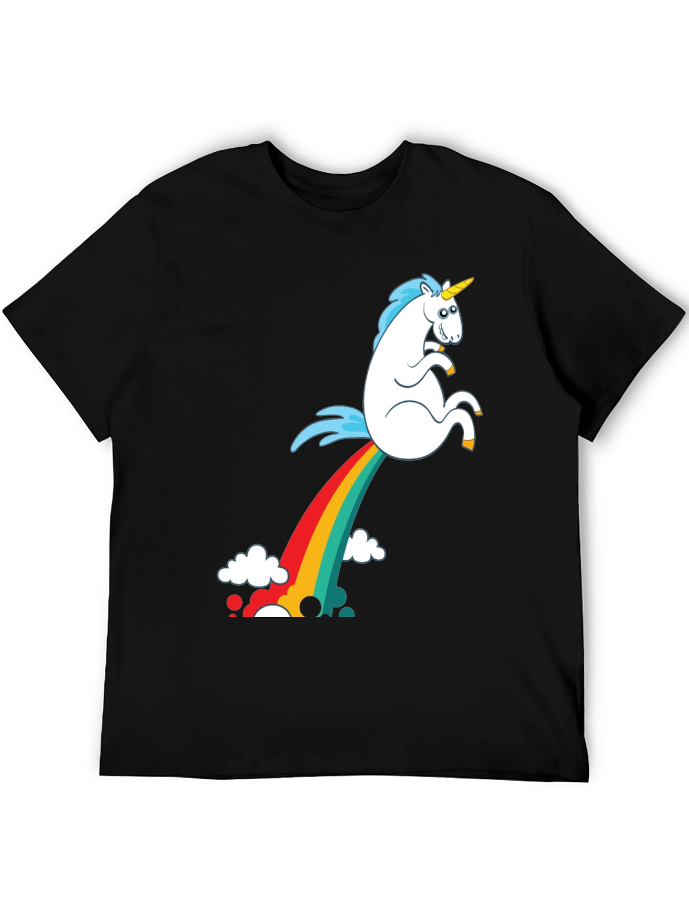 Black Rainbow Unicorn Poop T-Shirt - Funny Graphic Tee view 5