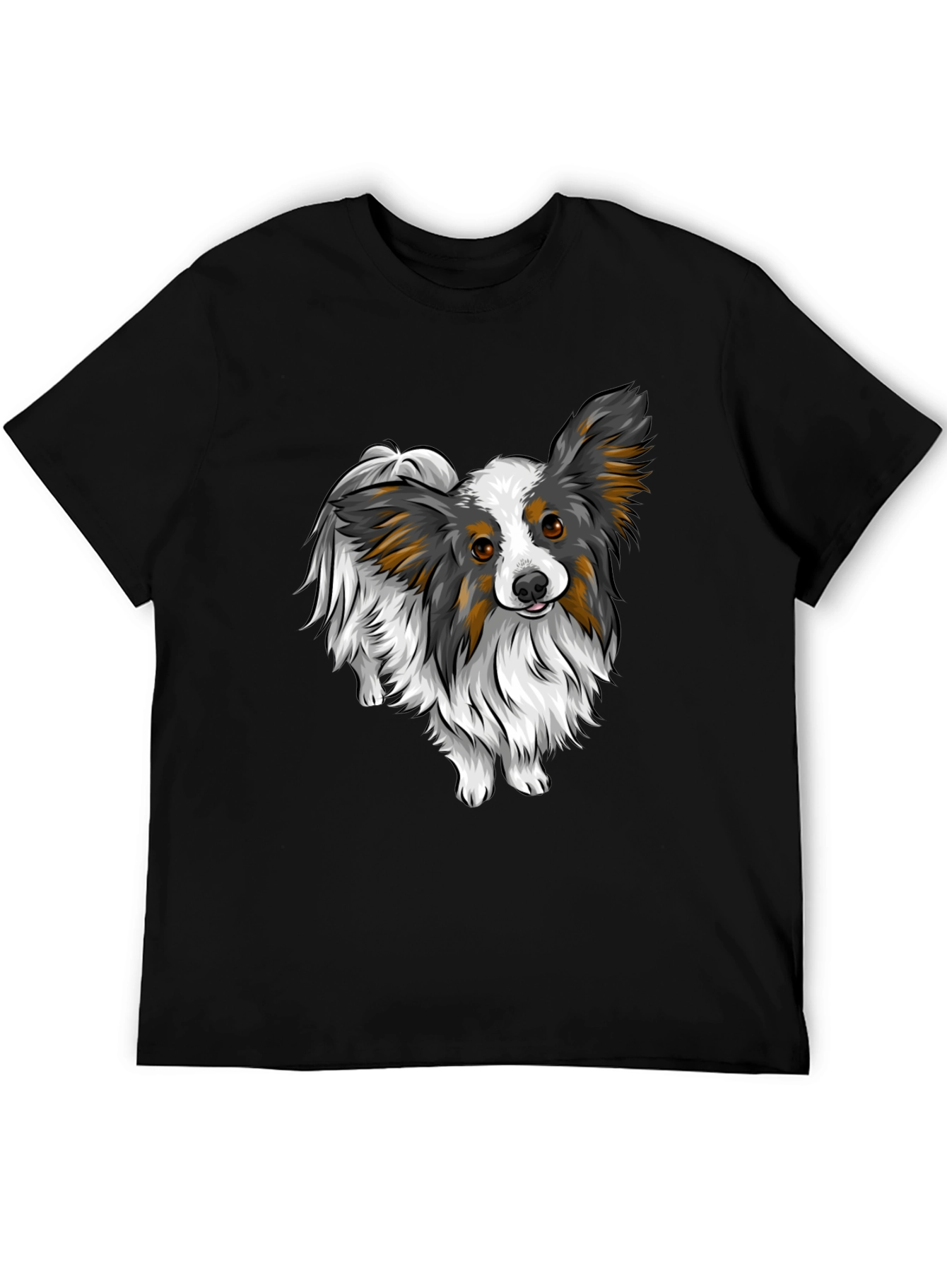 Black Papillon Dog Graphic Tee - Black Unisex Shirt view 5