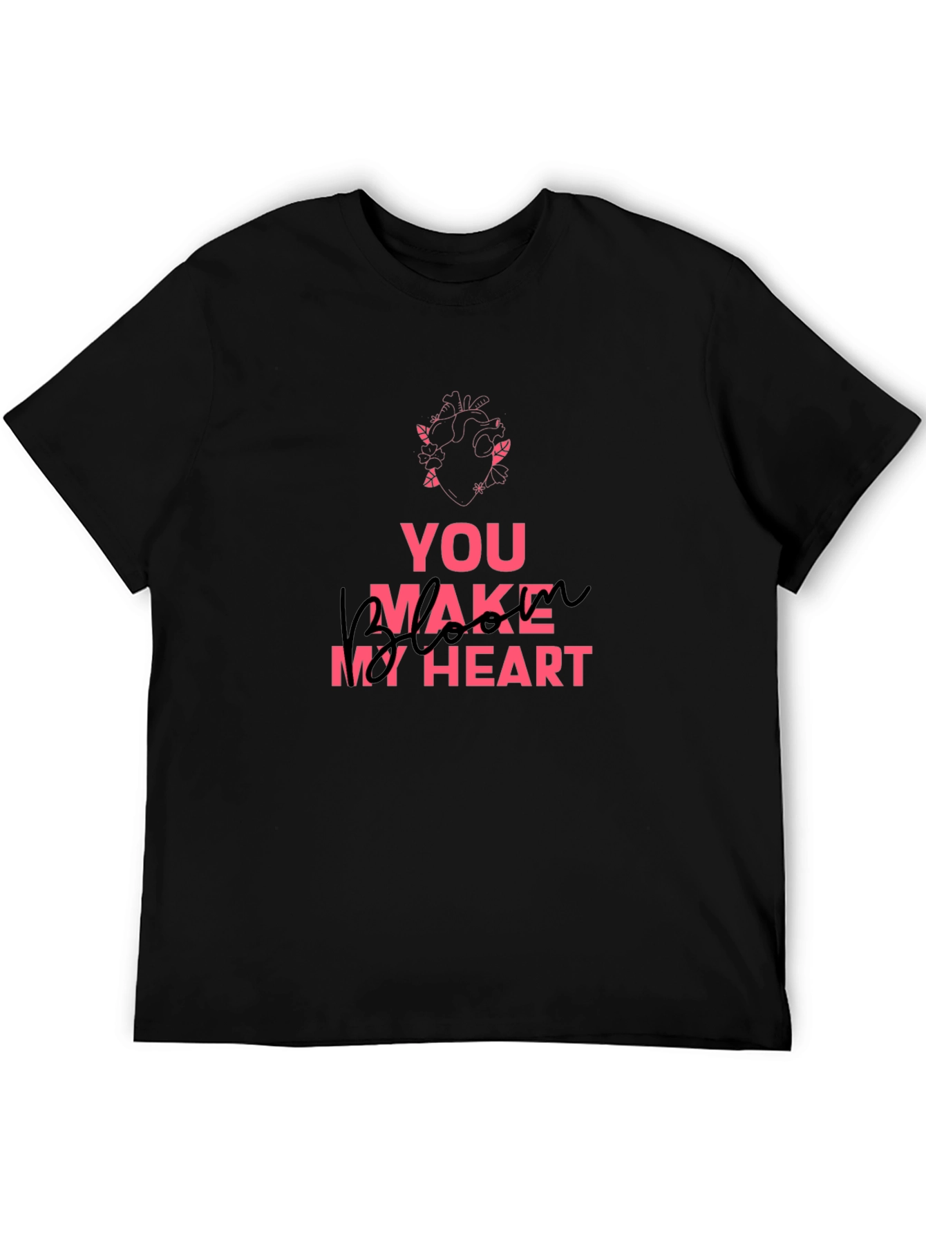 Black You Make My Heart Blossom Black Graphic Tee view 5