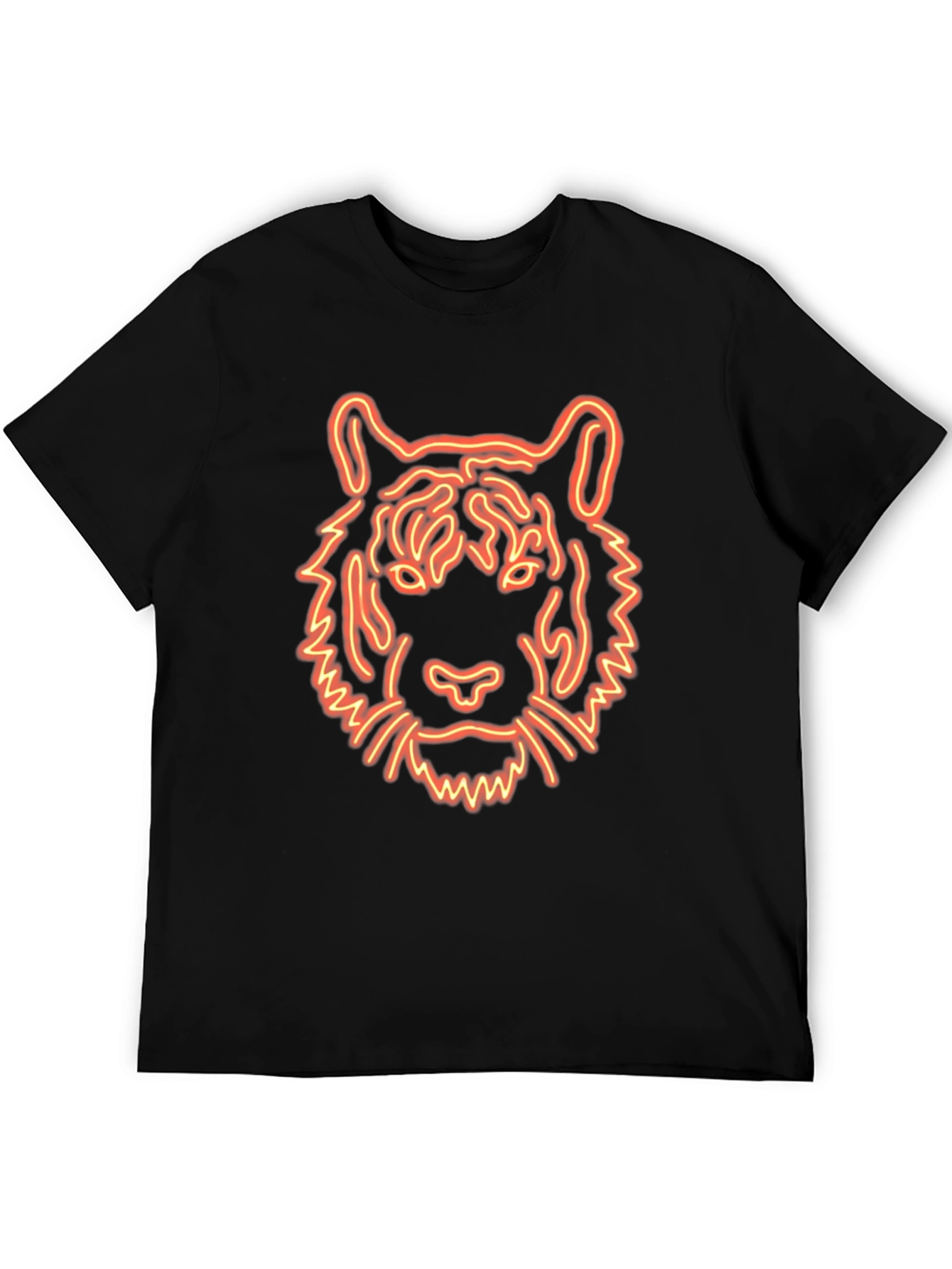 Black Neon Tiger Graphic Tee - Black Cotton T-Shirt view 5