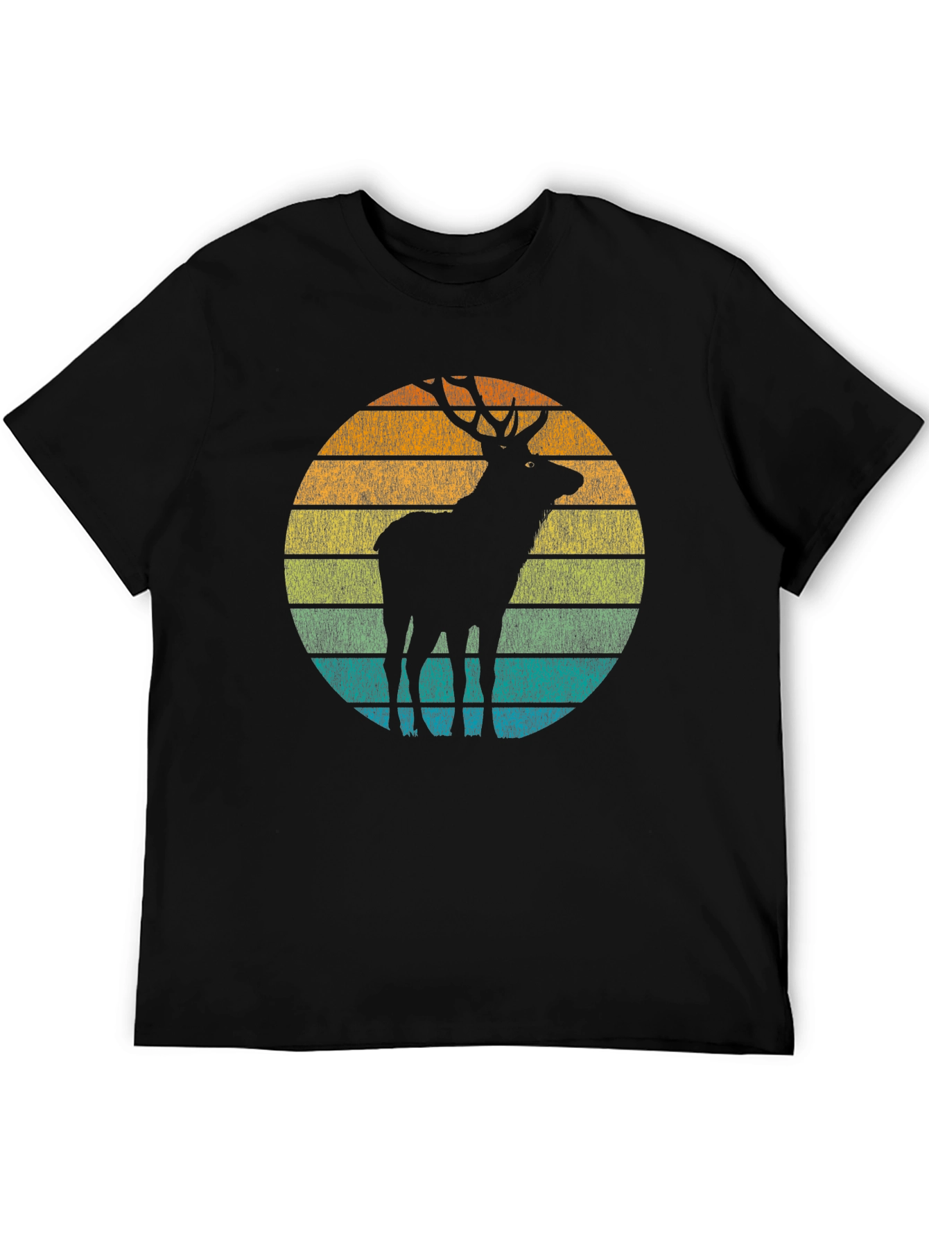 Black Retro Deer Silhouette Tee view 5