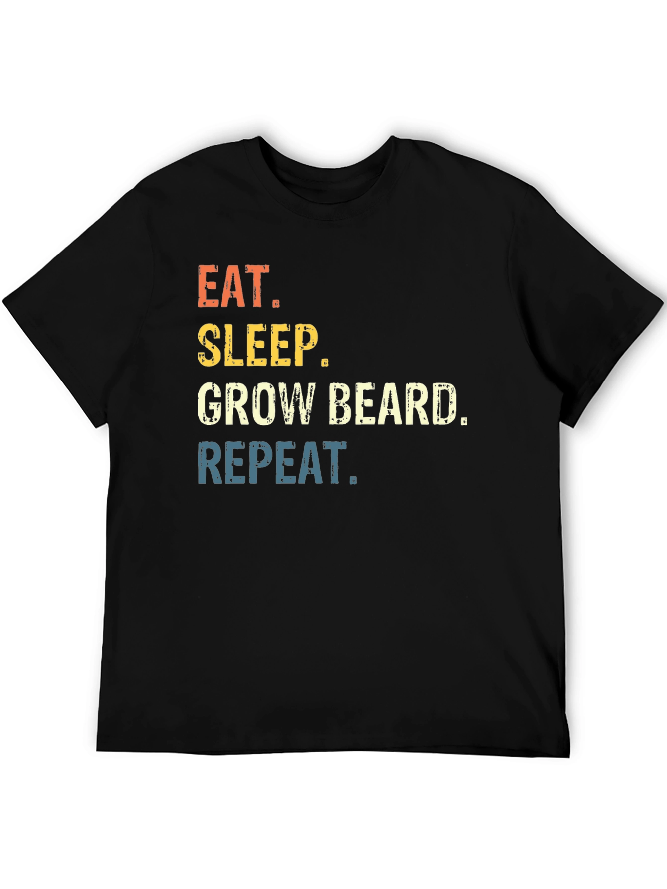 Black Eat Sleep Grow Beard Repeat Graphic T-Shirt view 5