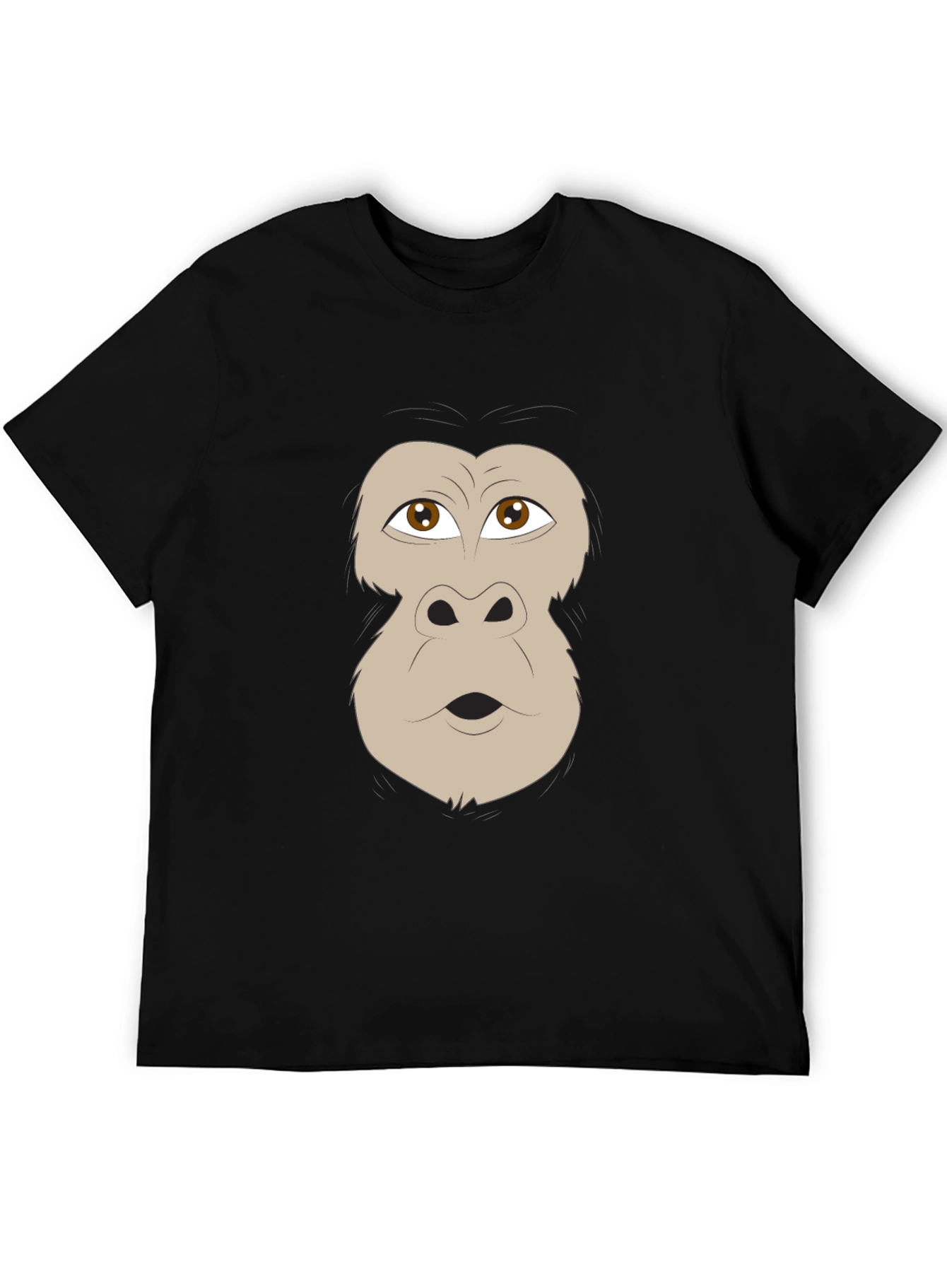 Black Funny Gorilla Face Graphic Black T-Shirt view 5