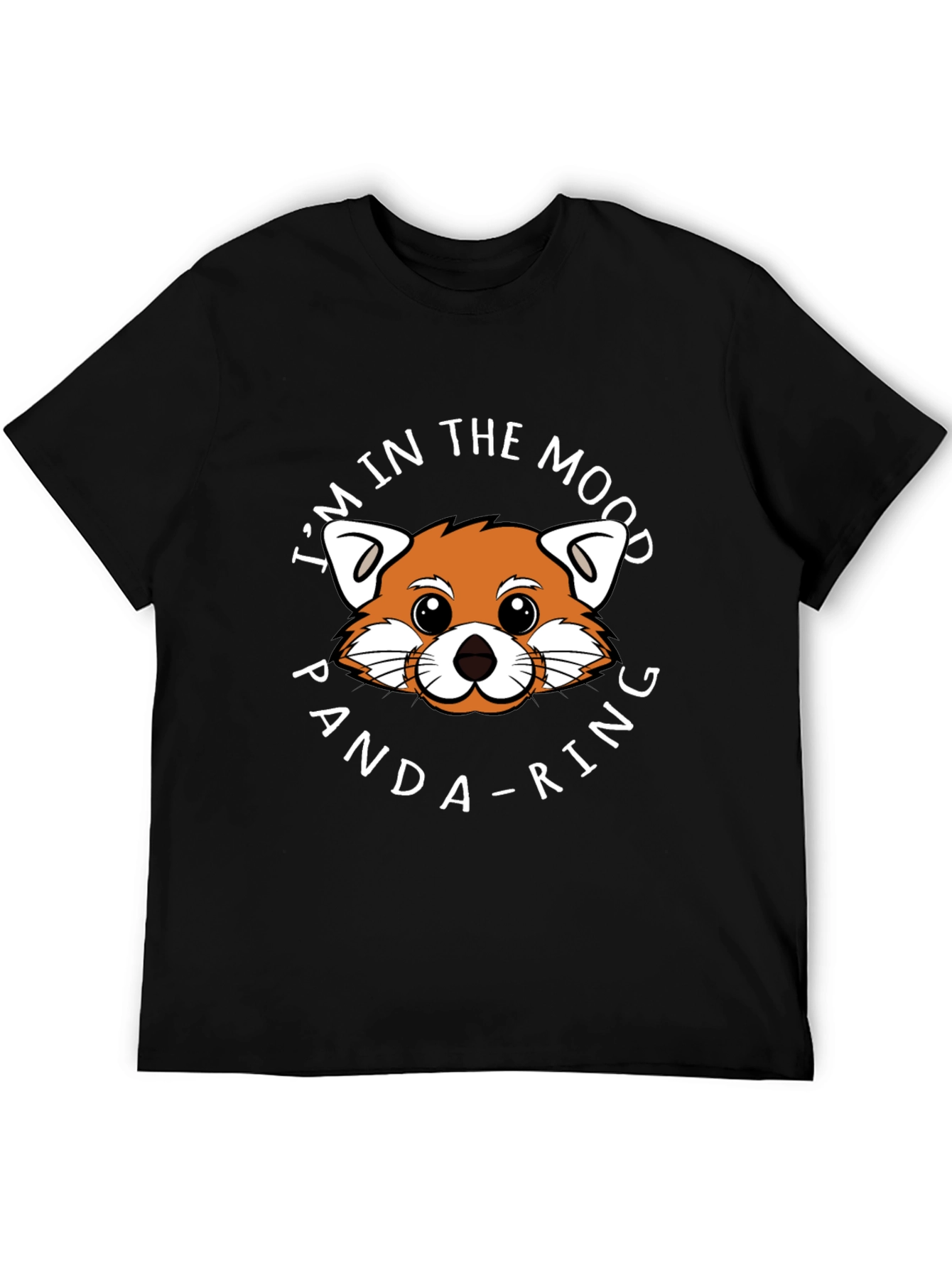 Black Funny Panda-Ring Mood Graphic T-Shirt view 5