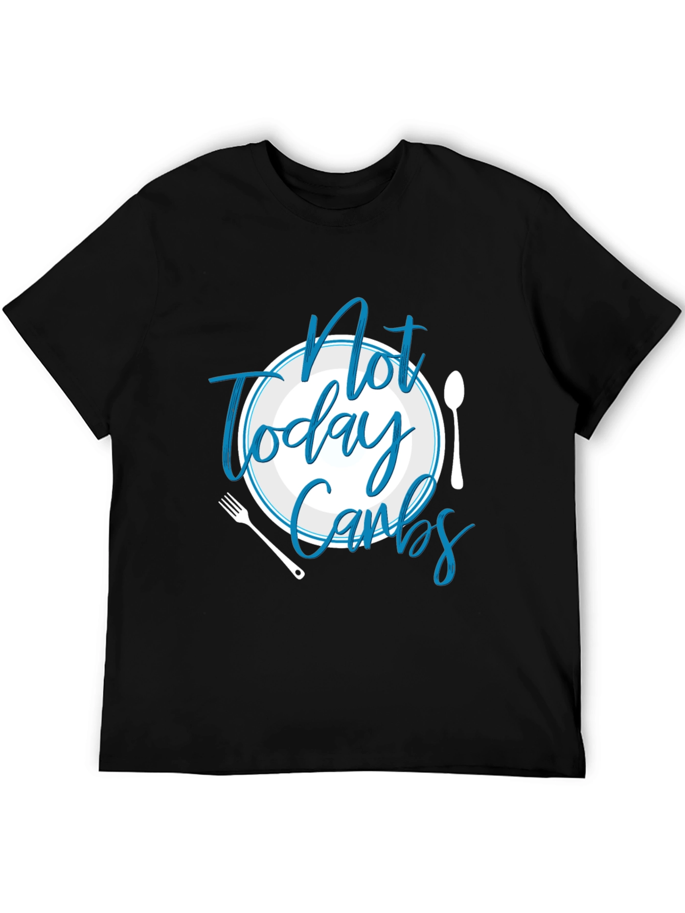 Black Funny "Not Today Carbs" Graphic T-Shirt view 5