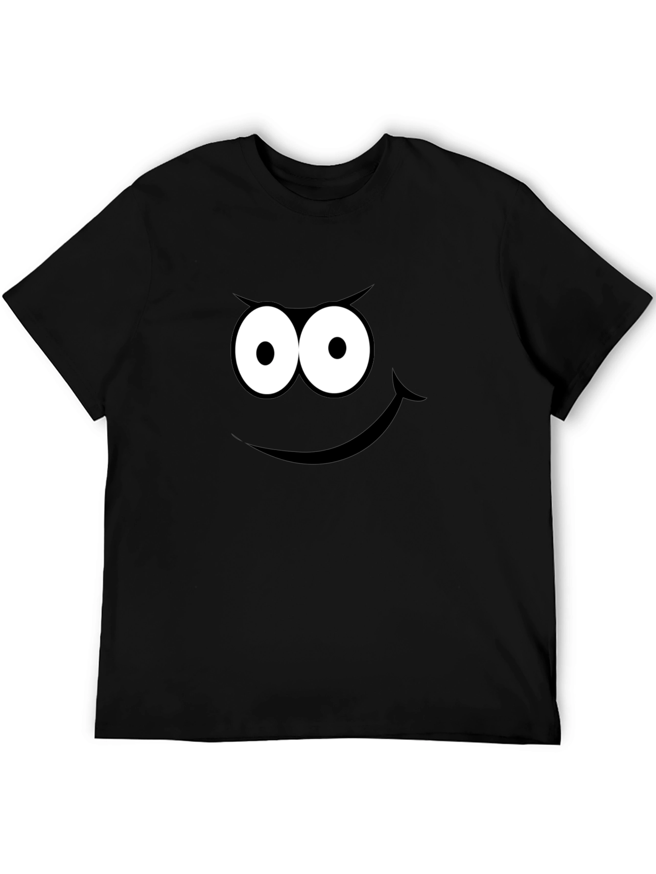 Black Funny Cartoon Face Black T-Shirt view 5