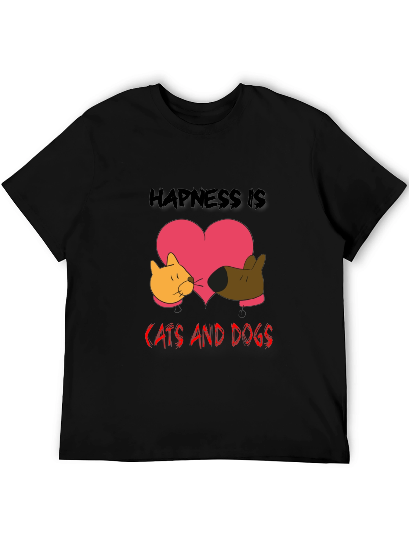 Black Happiness is Cats and Dogs Graphic Tee view 5