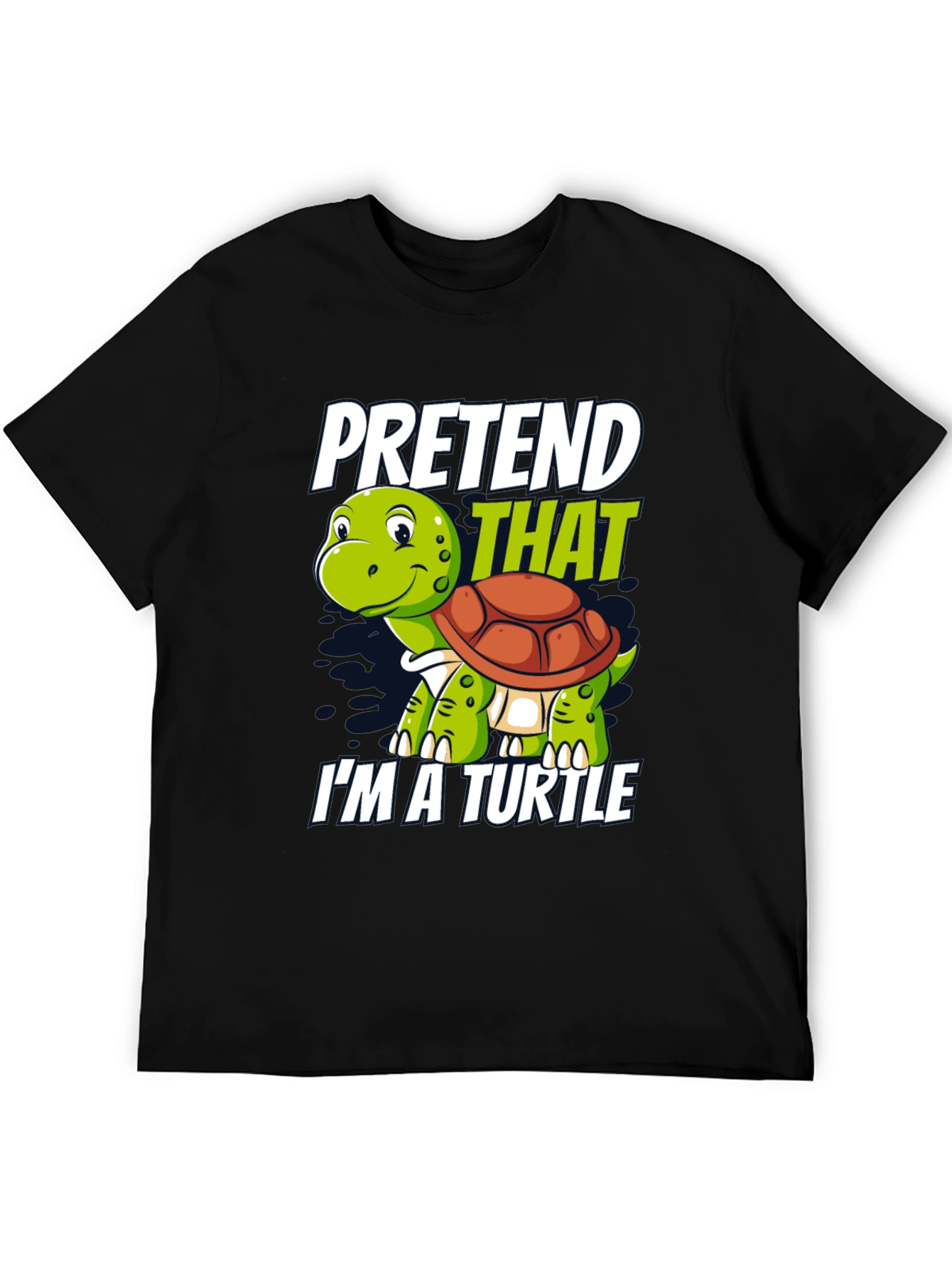 Black Pretend I'm A Turtle Novelty T-Shirt view 5
