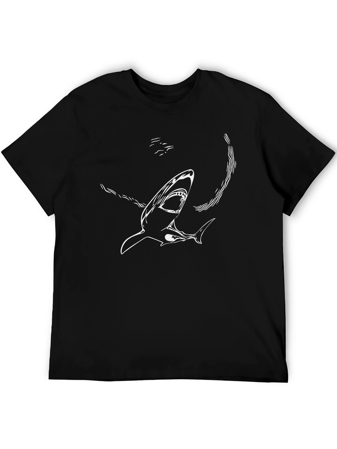 Black Shark Graphic Tee - Men's Black Cotton T-Shirt view 5
