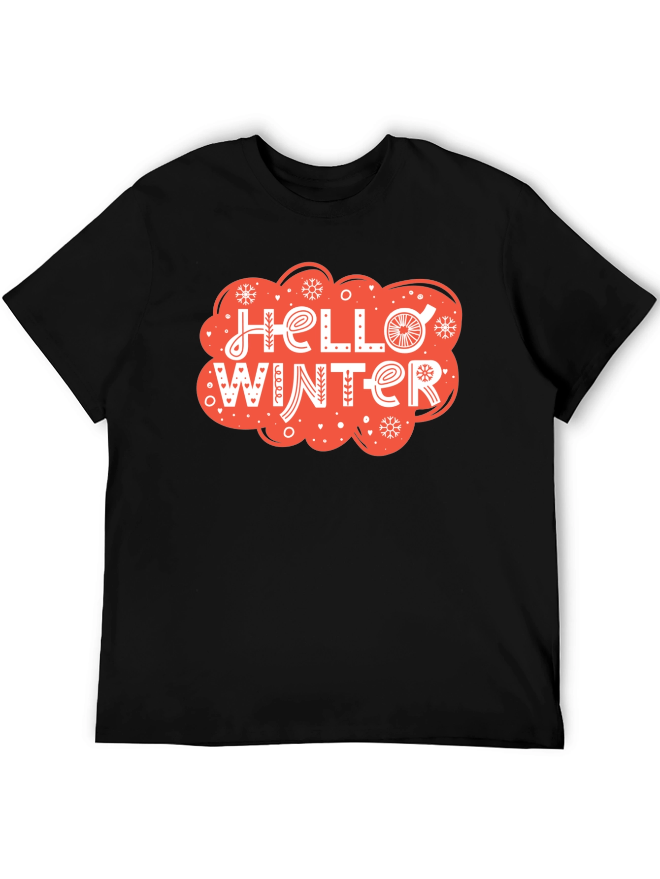 Black Hello Winter Graphic Tee - Cozy Holiday Shirt view 5