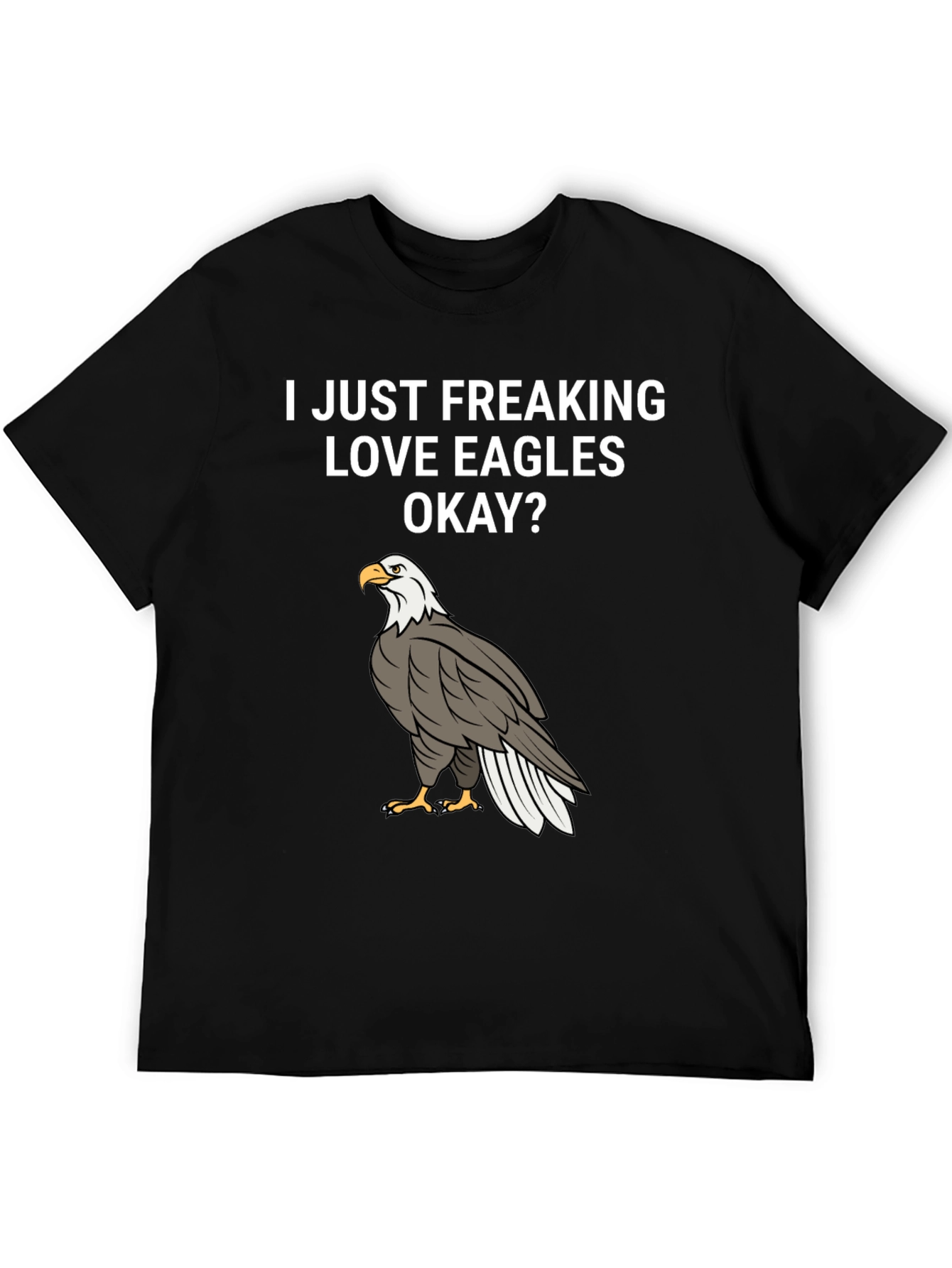 Black I Love Eagles T-Shirt - Black Cotton Graphic Tee view 5