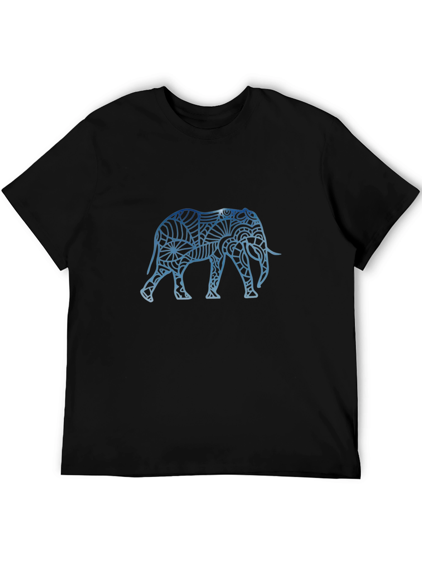 Black Elephant Mandala Graphic Black T-Shirt view 5
