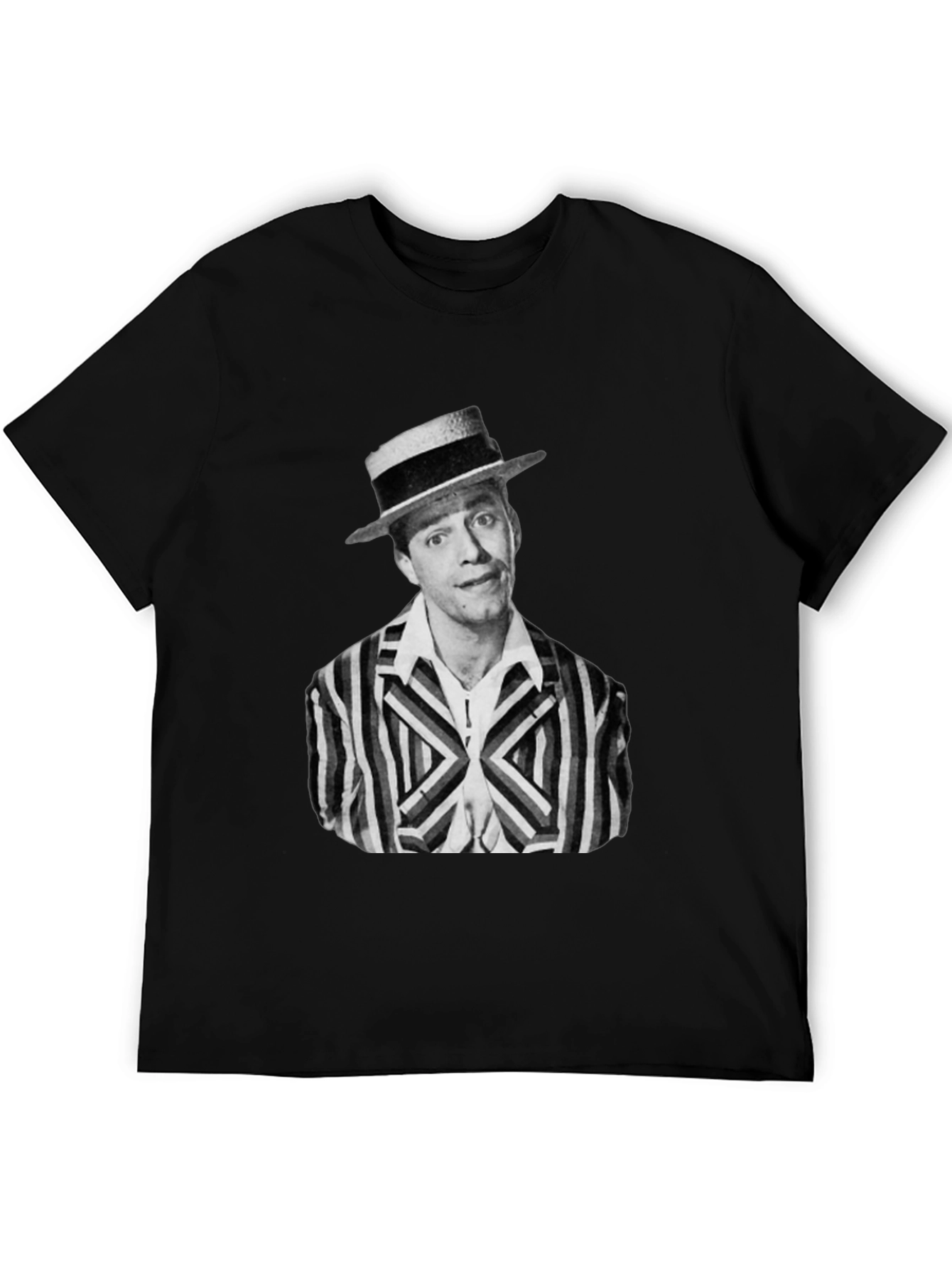 Black Retro Comedian Portrait T-Shirt view 5