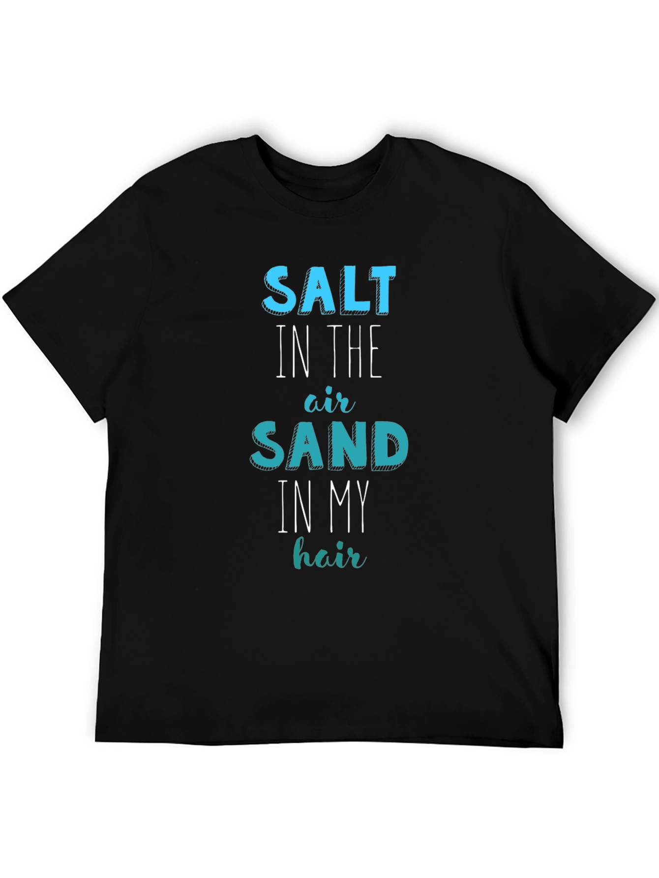 Black Salt Sand Hair T-Shirt: Summer Beach Fun view 5