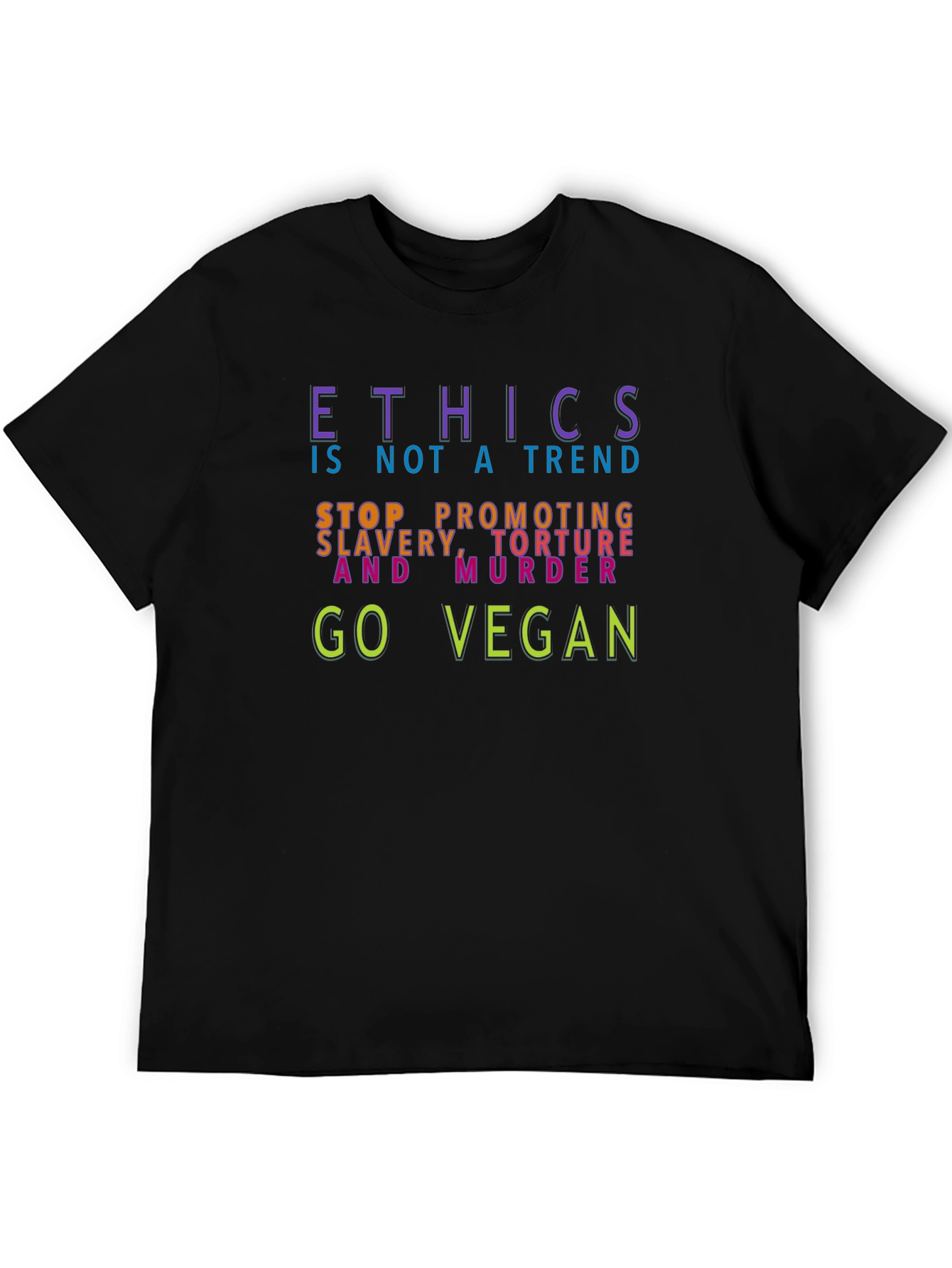 Black Ethics Vegan T-Shirt - Stop Slavery, Torture, Murder view 5