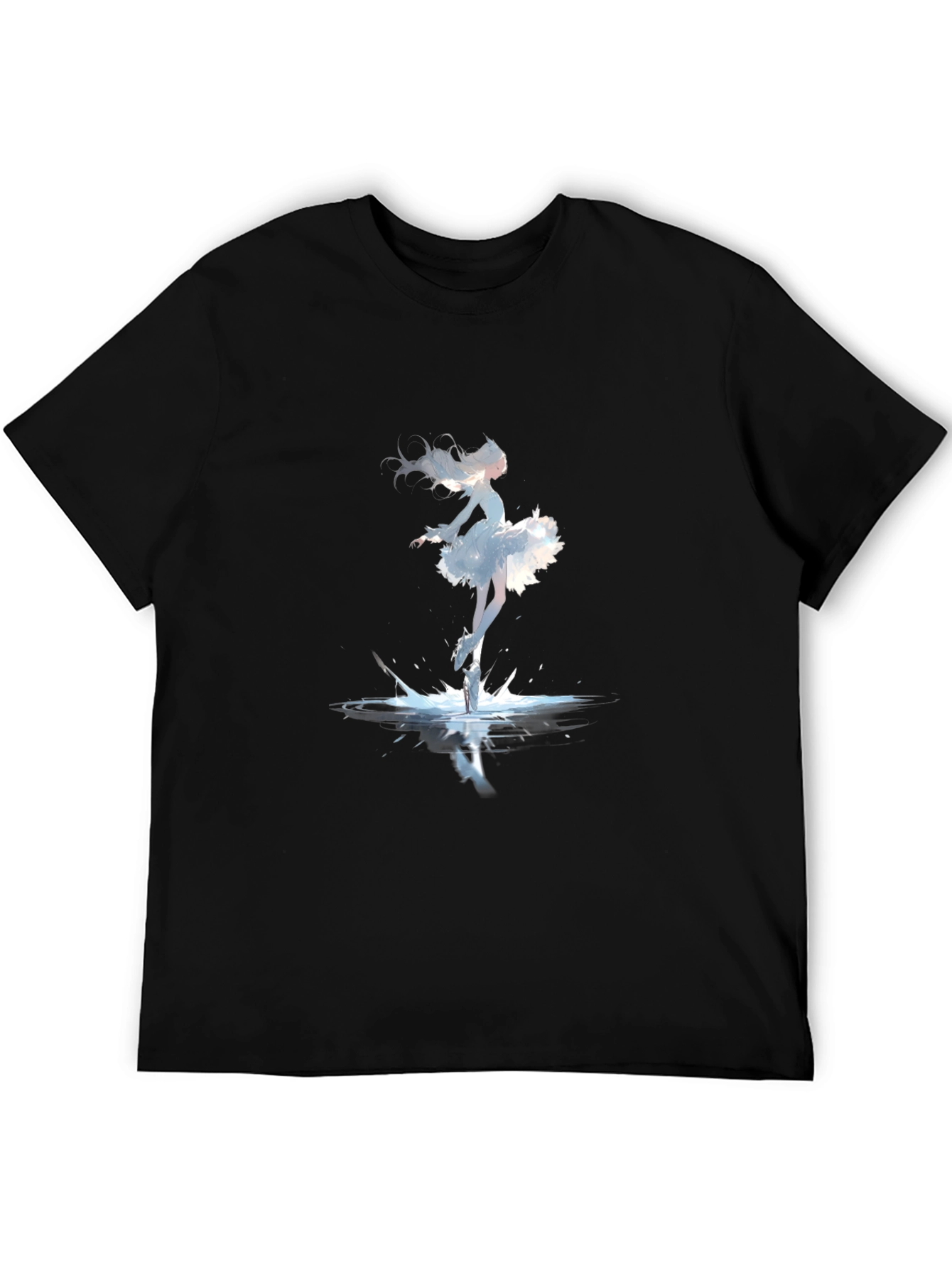 Black Ballerina Splash Graphic Tee - Black Cotton Shirt view 5