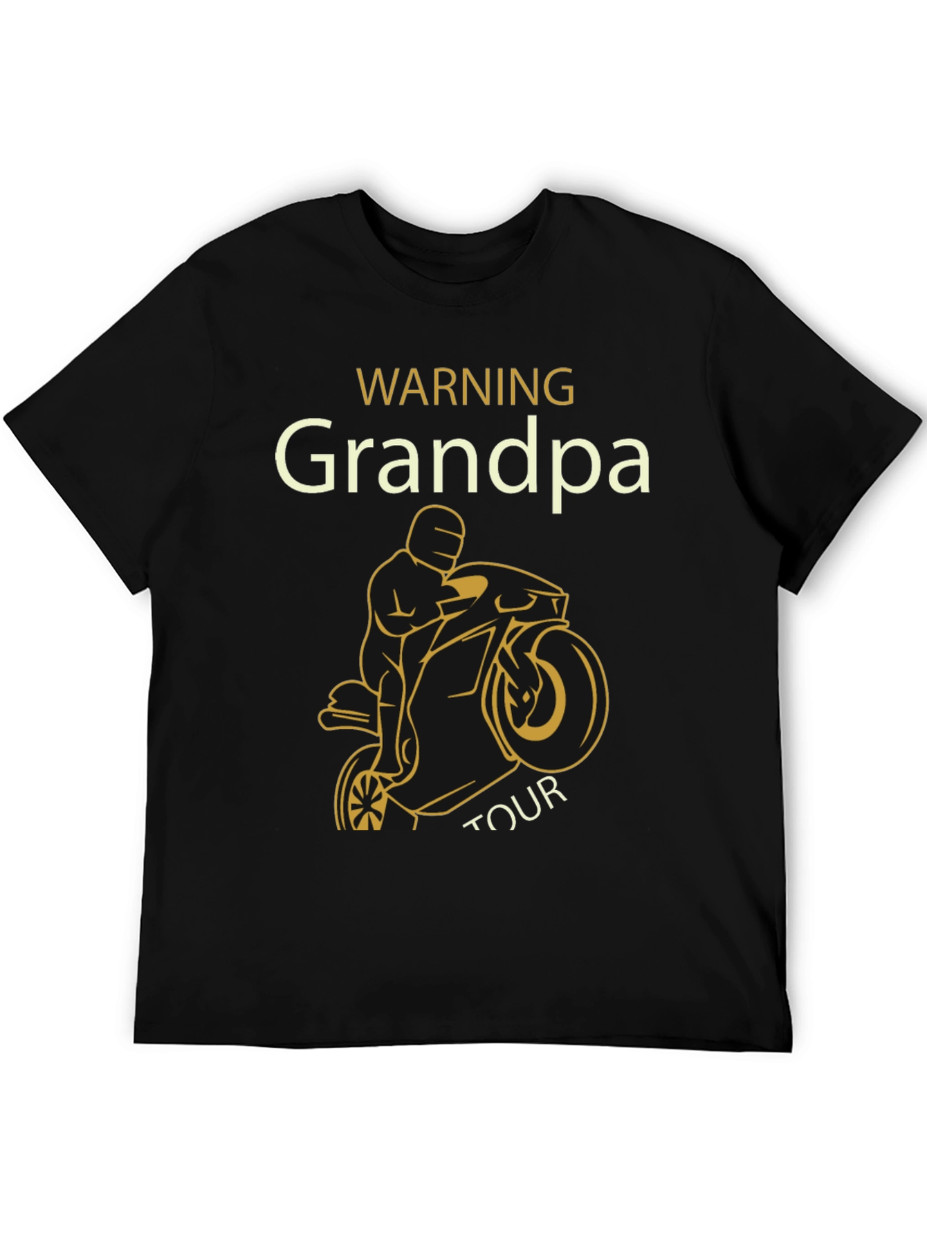 Black Warning Grandpa Tour Motorcycle T-Shirt view 5