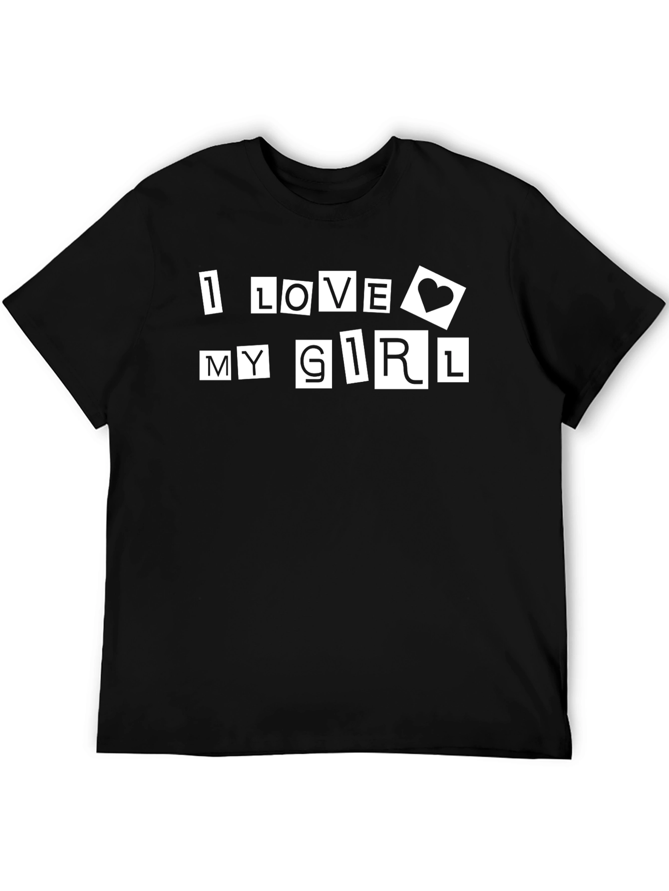 Black I Love My Girl Black Graphic Tee Shirt view 5