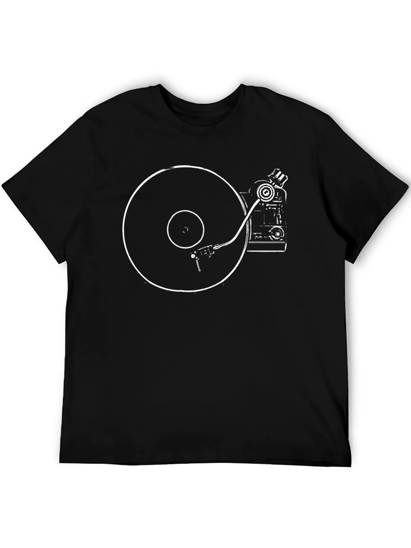 Black Turntable Graphic Tee - Vintage Music Lover Shirt view 5
